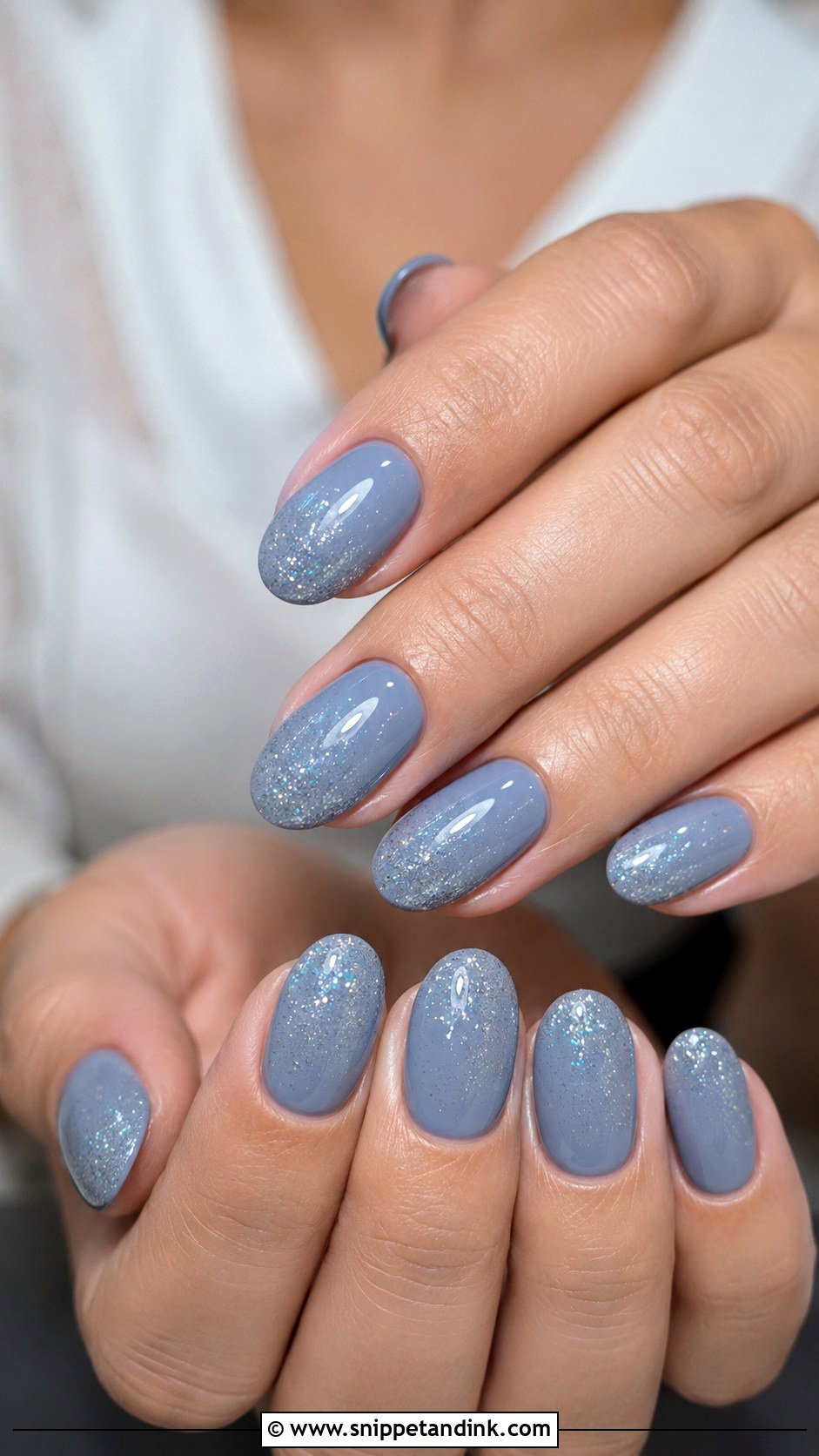 Dusty Blue Glitter Wedding Nails - Snippet and Ink - 20 Dusty Blue Wedding Nails