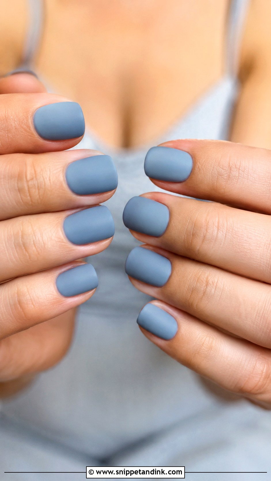 Dusty Blue Matte Wedding Nails - Snippet and Ink - 20 Dusty Blue Wedding Nails