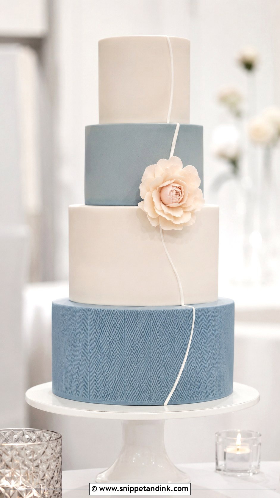 Dusty Blue Modern Wedding Cake - Snippet and Ink - 25 Dusty Blue and Blush Pink Wedding Cake Ideas