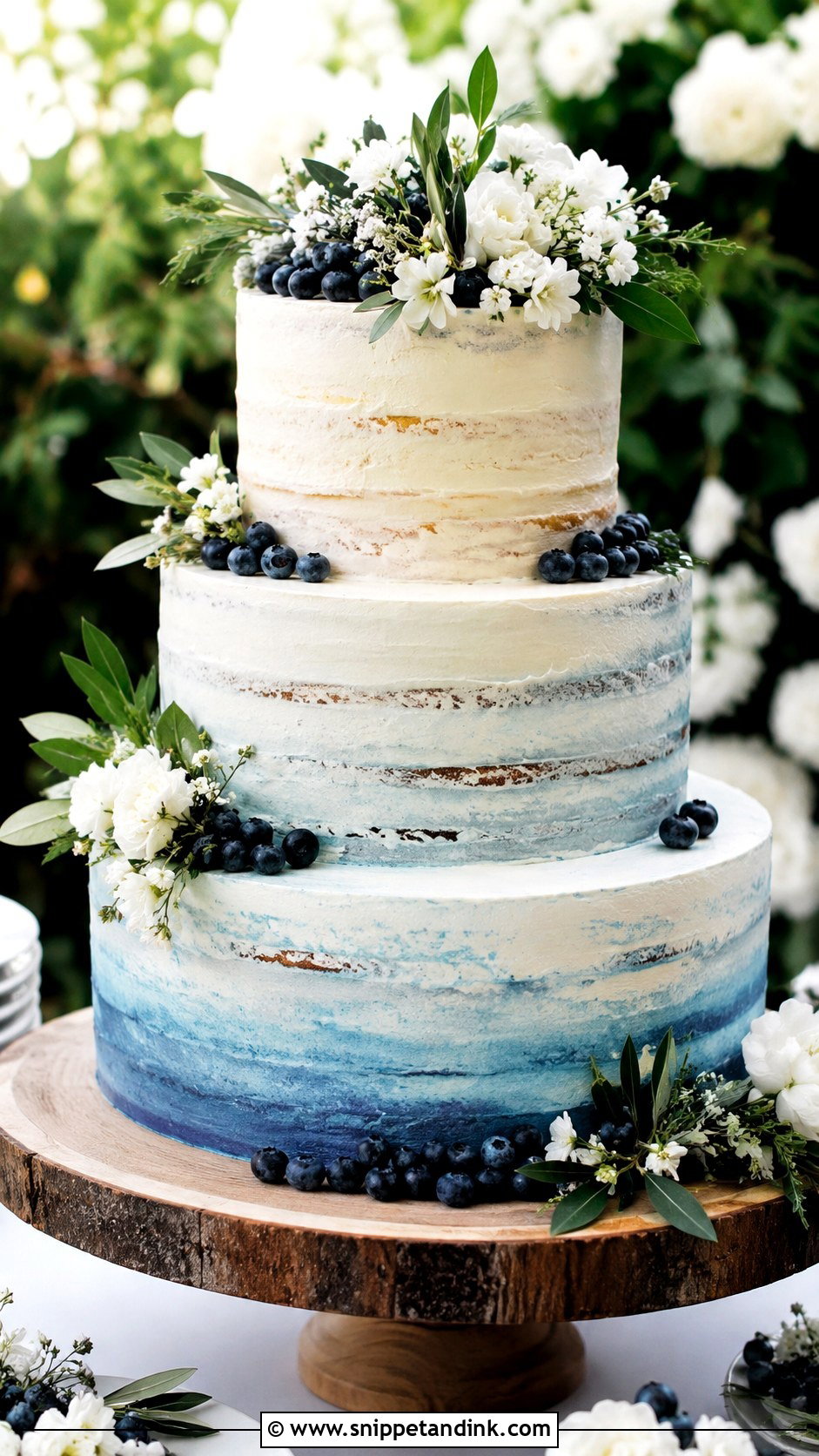 Dusty Blue Ombre Wedding Cake With Blueberries - Snippet and Ink - 20 Dusty Blue Ombre Wedding Cake Ideas