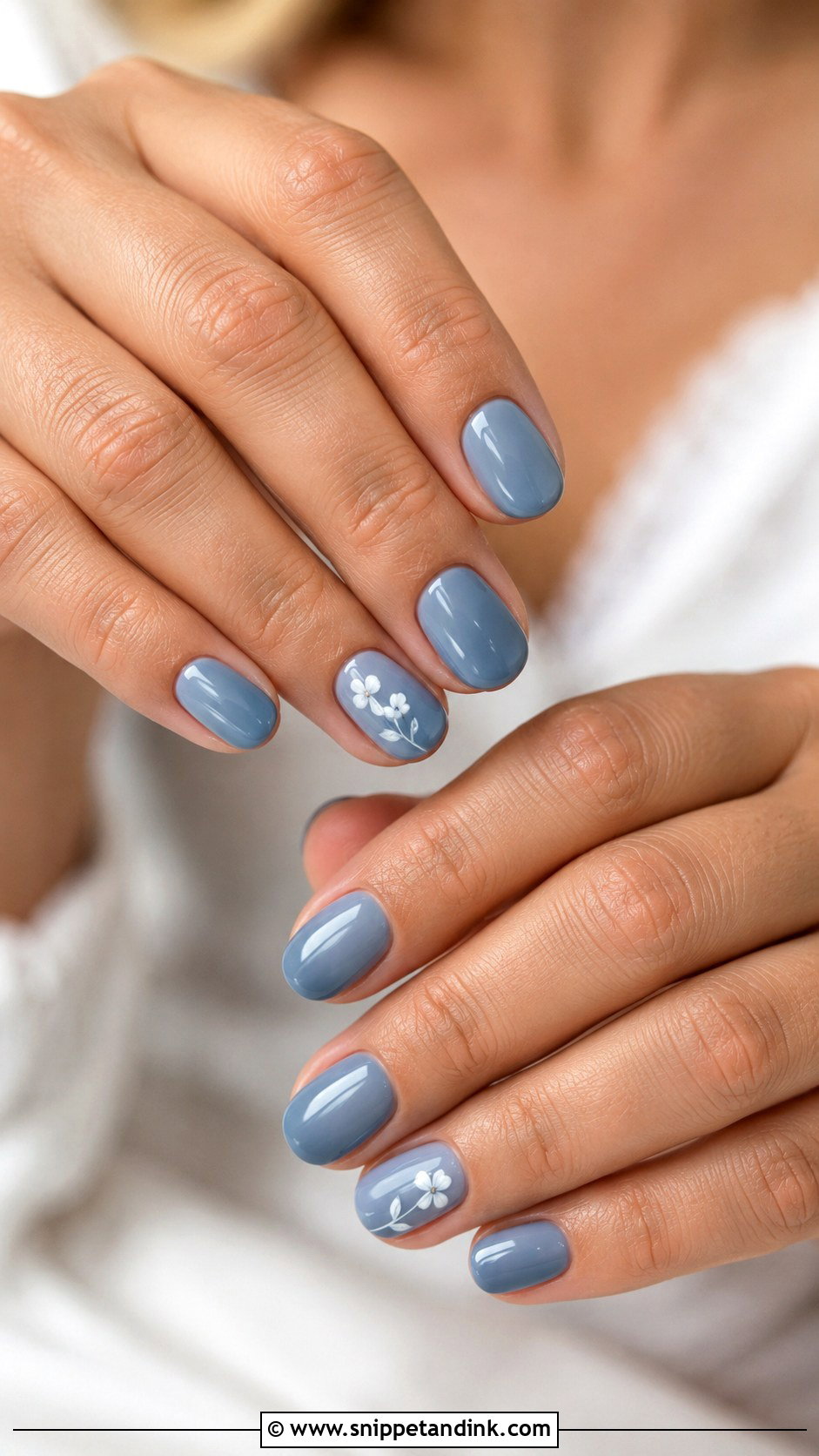 Dusty Blue Short Wedding Nails - Snippet and Ink - 20 Dusty Blue Wedding Nails