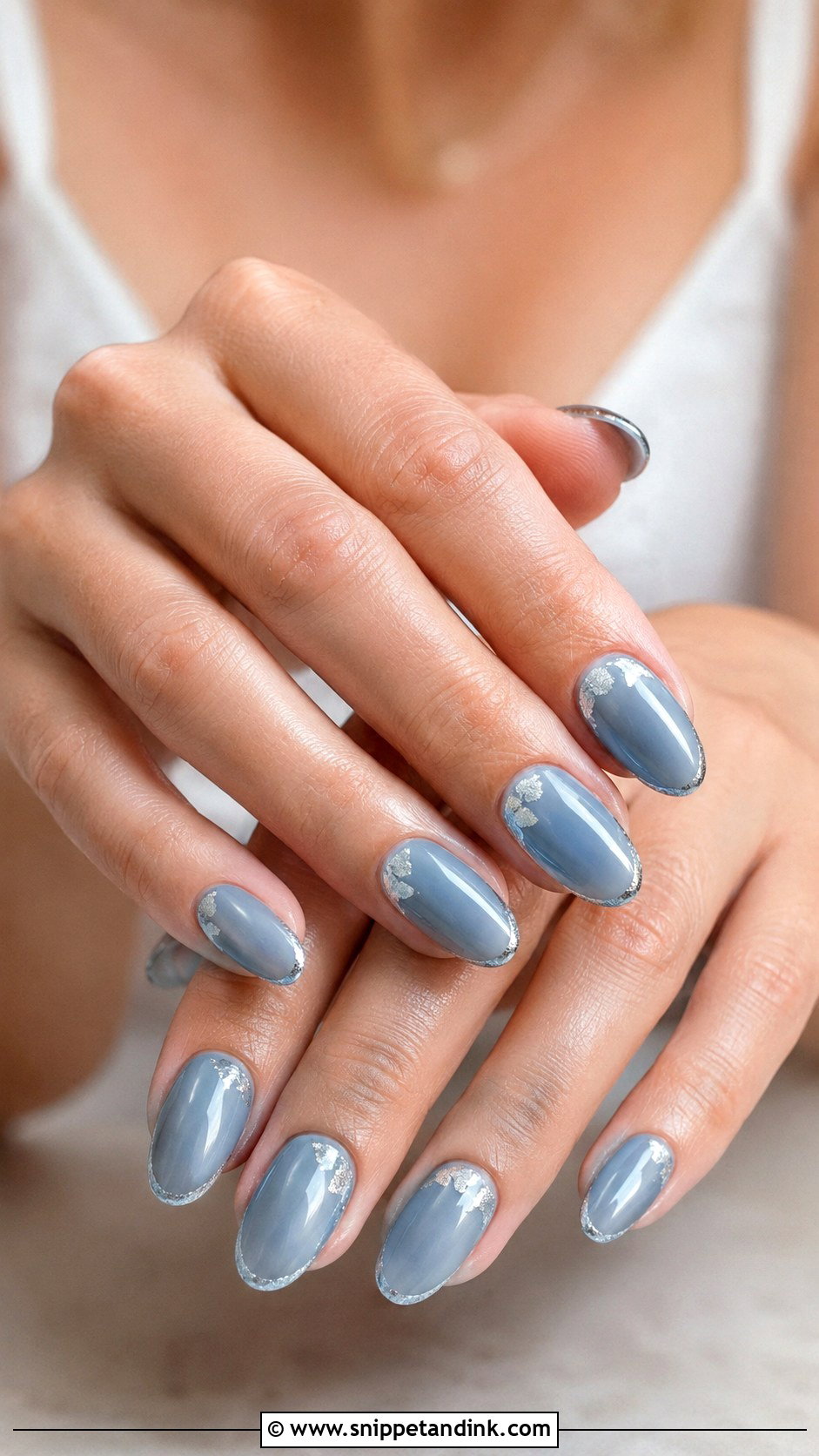 Dusty Blue Silver Wedding Nails - Snippet and Ink - 20 Dusty Blue Wedding Nails