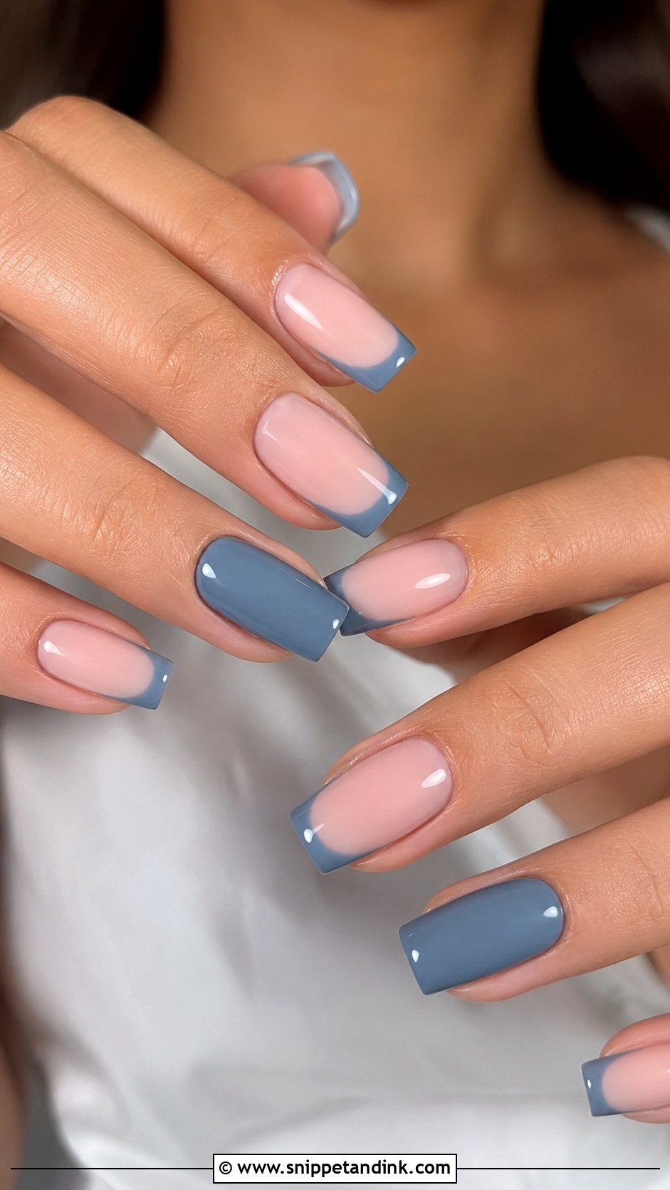 Dusty Blue Square Wedding Nails - Snippet and Ink - 20 Dusty Blue Wedding Nails