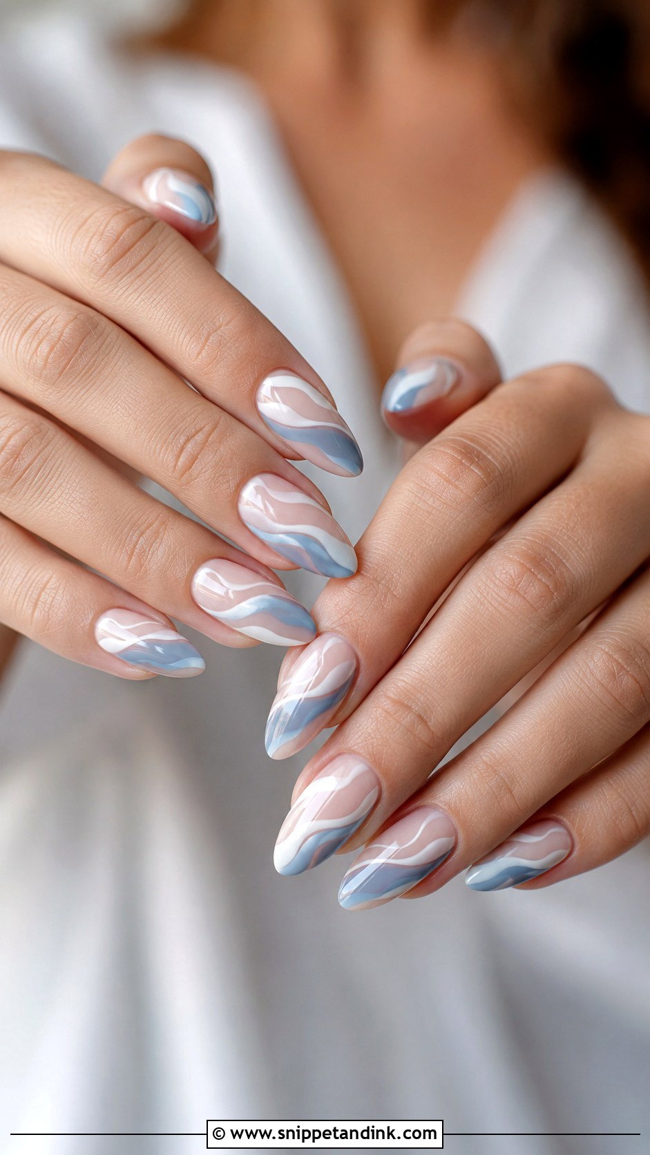 Dusty Blue Swirl Wedding Nails - Snippet and Ink - 20 Dusty Blue Wedding Nails