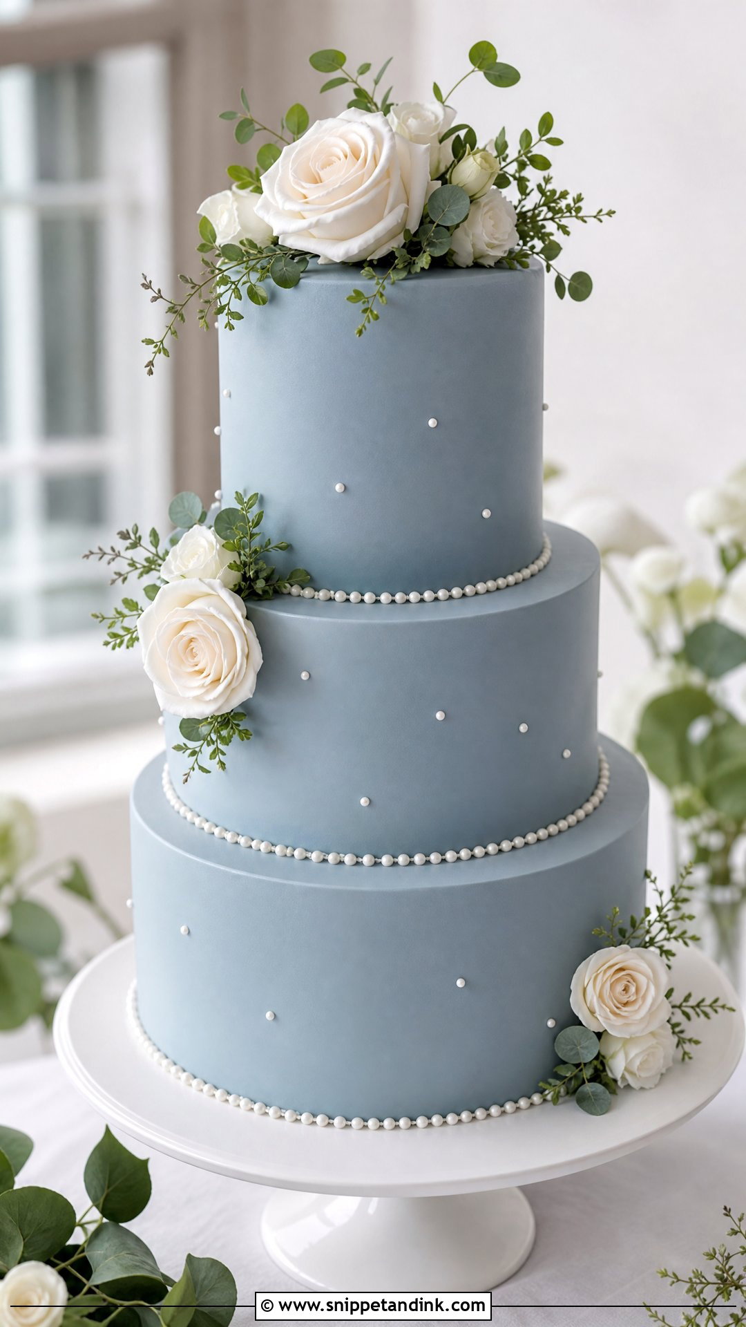 Dusty Blue Wedding Cake - Snippet and Ink - 30 Blue Cake Aesthetic Ideas for Wedding