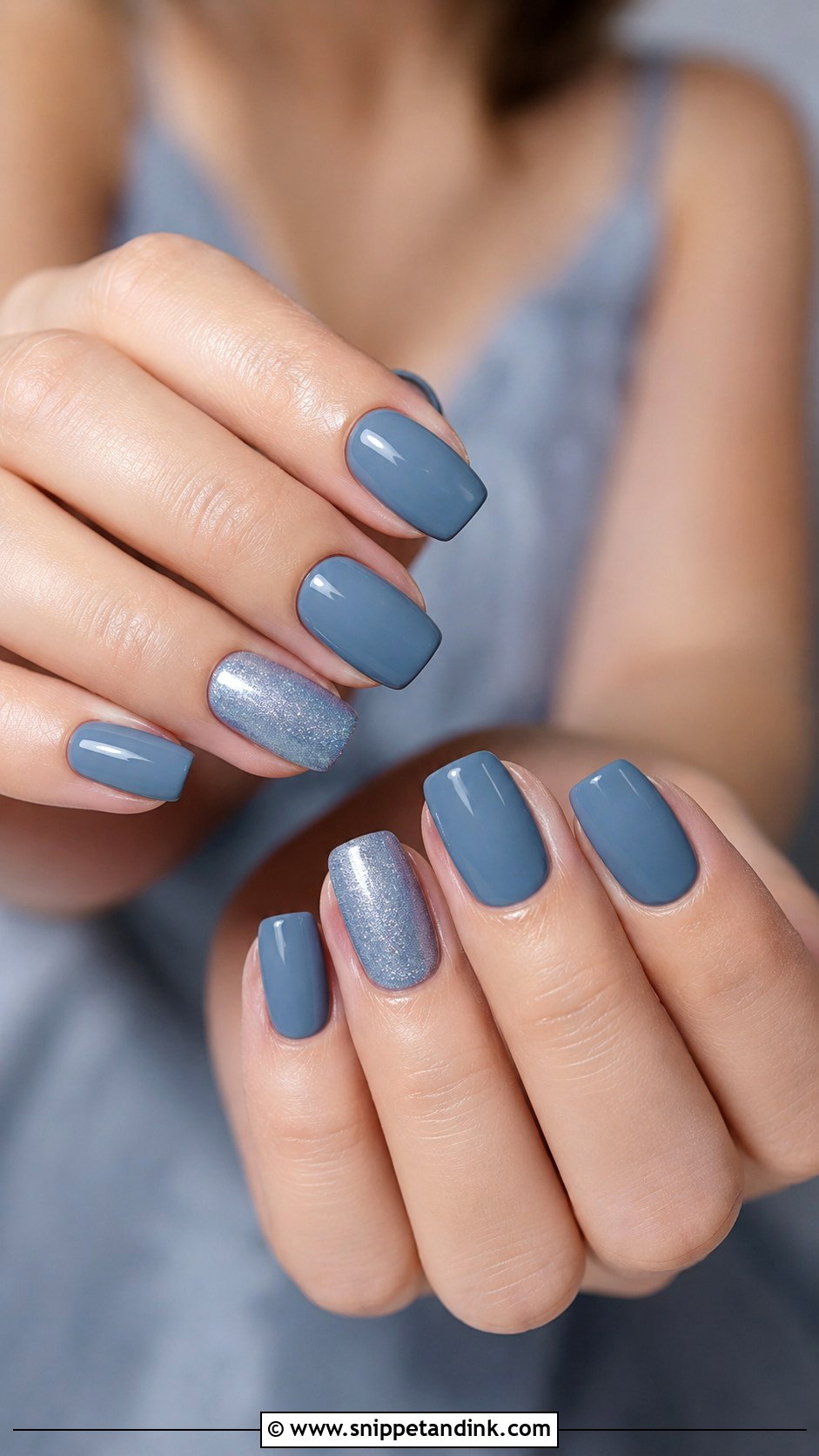 Dusty Blue Wedding Guest Nails - Snippet and Ink - 20 Dusty Blue Wedding Nails