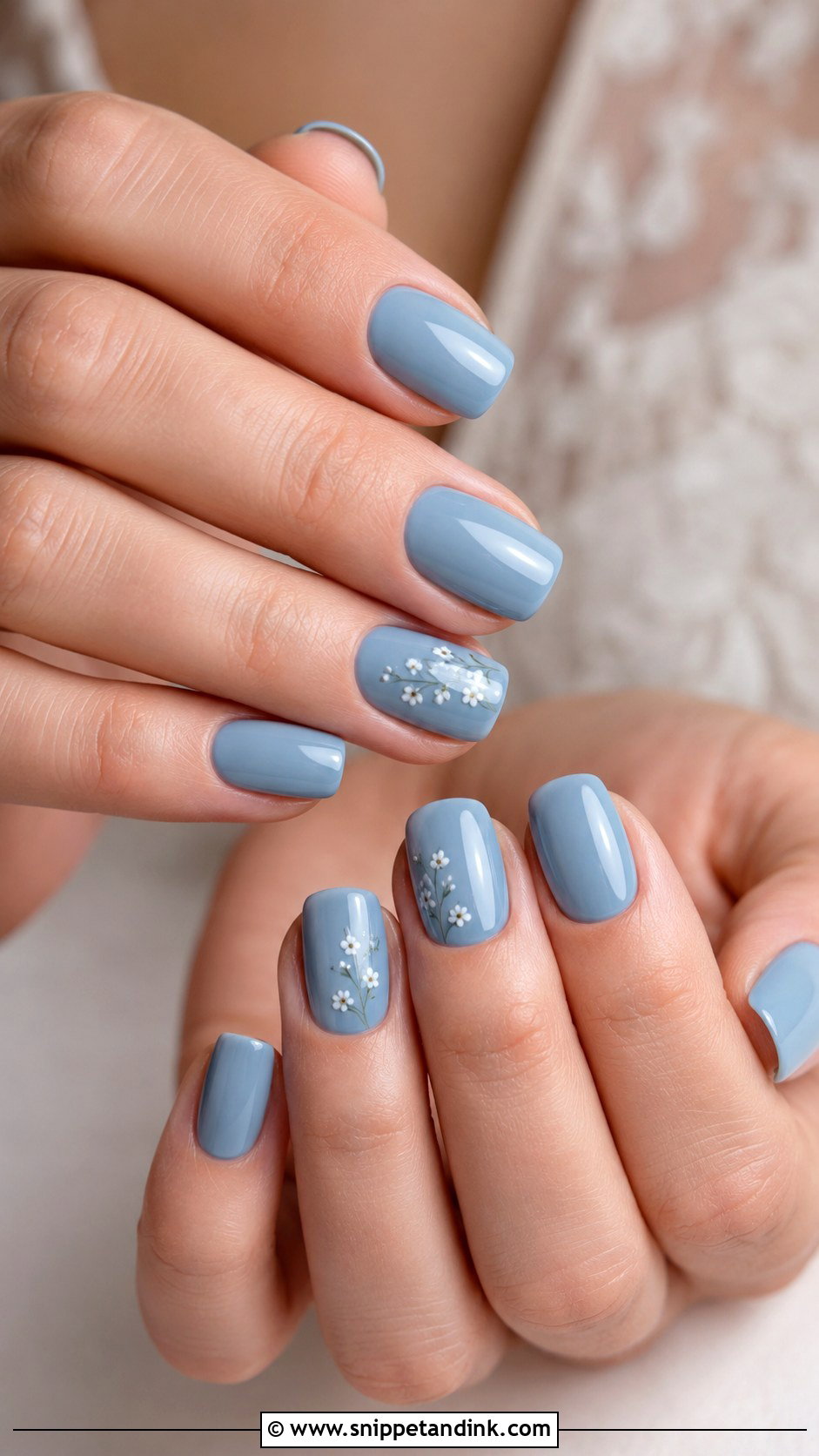 Dusty Blue Wedding Nails - Snippet and Ink - 20 Wedding Nails with Blue