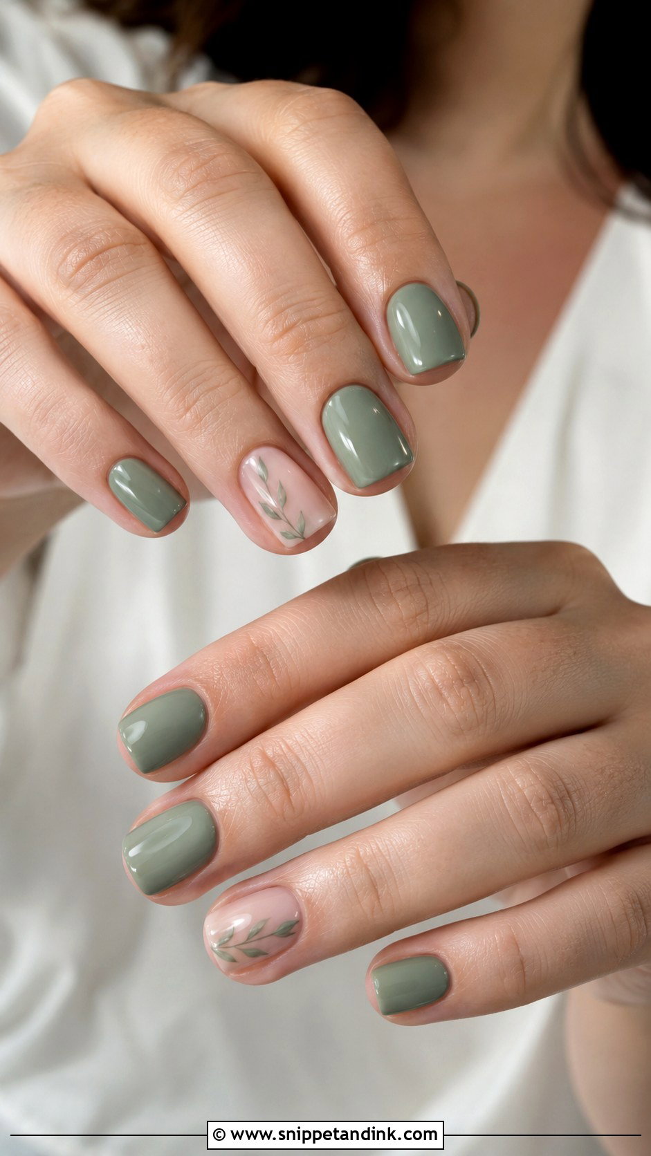 Dusty Green Bridal Nails - Snippet and Ink - 20 Green Bridal Nails