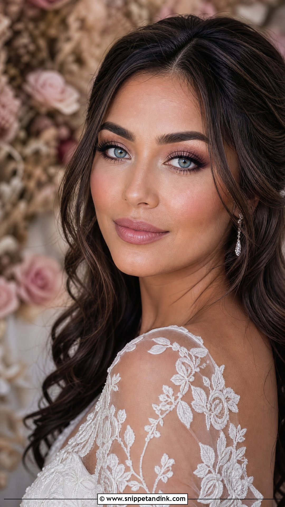 Dusty Pink Bridal Makeup For Blue Eyes - Snippet and Ink - 20 Fall Wedding Makeup for Bride Blue Eyes