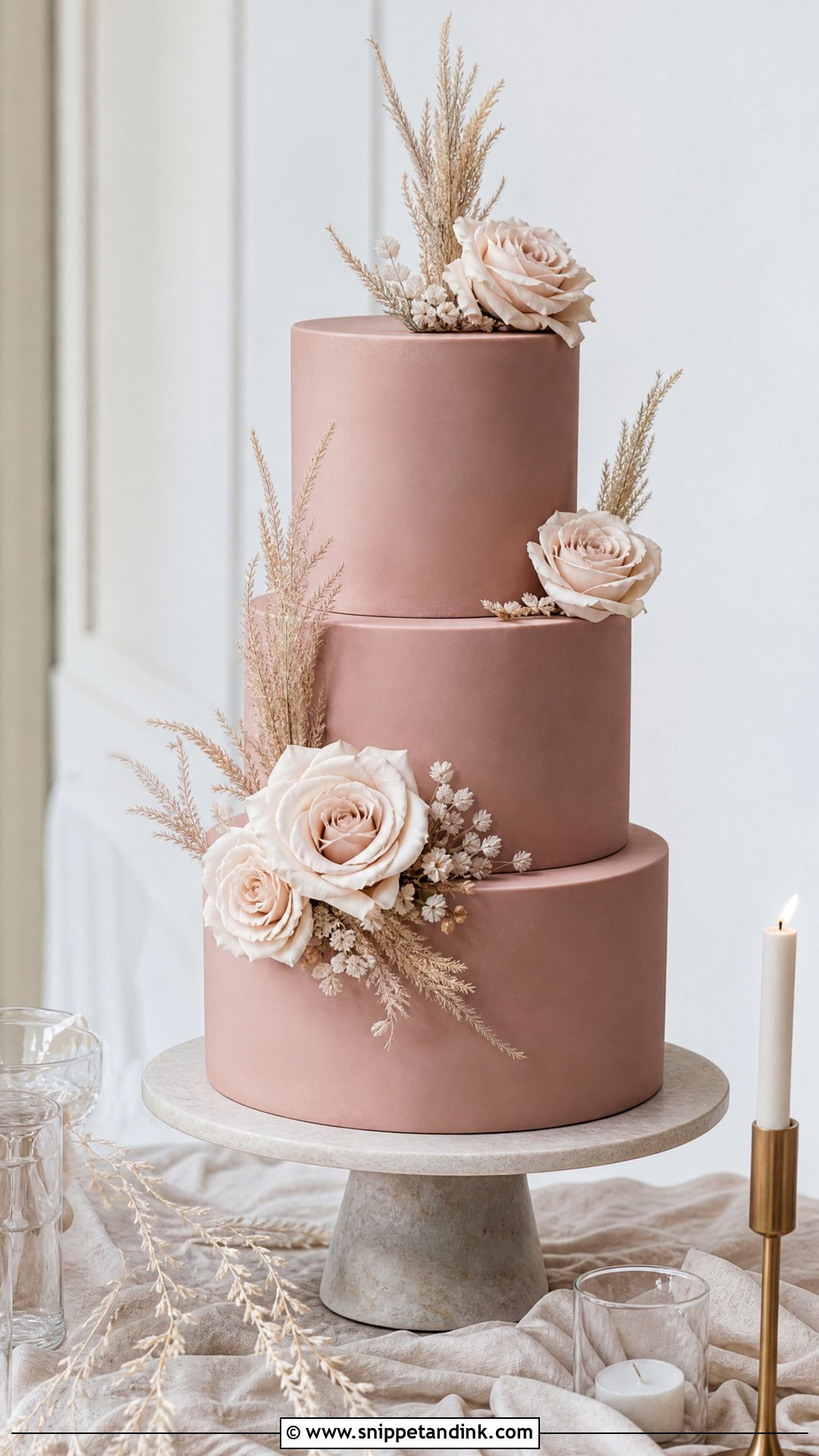 Dusty Pink Wedding Cake - Snippet and Ink - 25 Pink Colour Cake Designs for Wedding