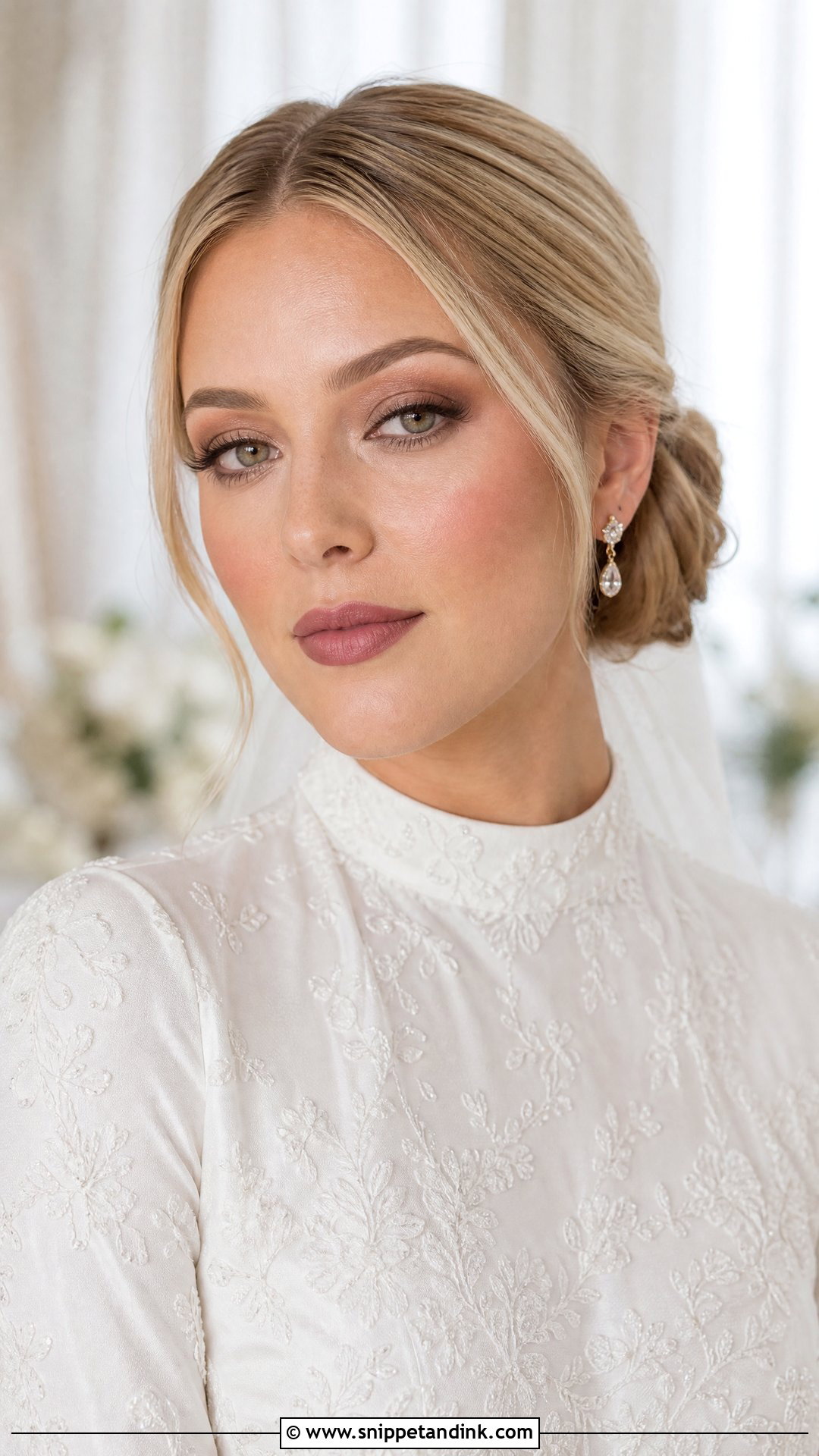 Dusty Rose Bridal Lip Combo With Matte Makeup - Snippet and Ink - 25 Bridal Lip Combo Ideas