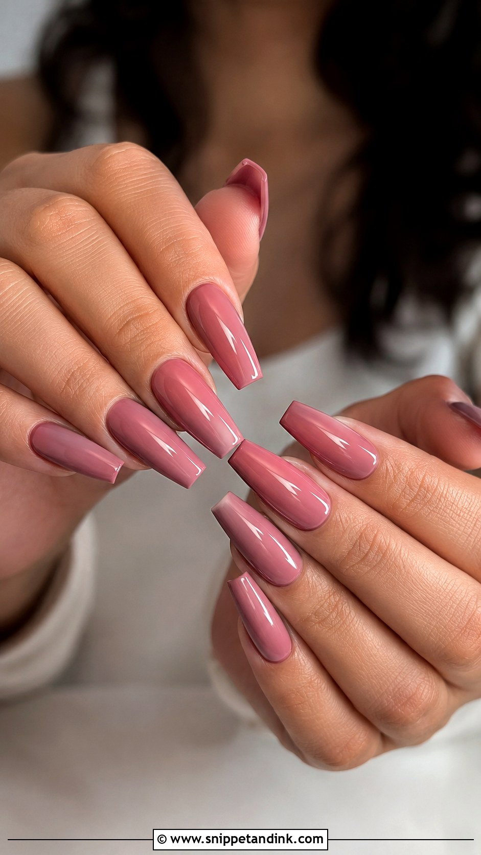 Dusty Rose Wedding Nails With Coffin Shape - Snippet and Ink - 20 Dusty Rose Wedding Nails