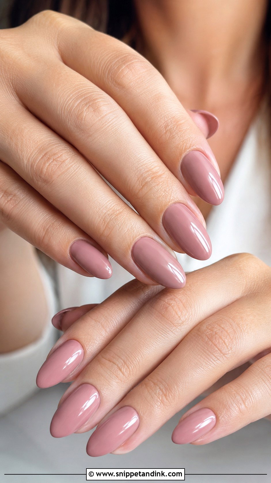 Dusty Rose Wedding Nails With Glossy Almond Shape - Snippet and Ink - 20 Dusty Rose Wedding Nails