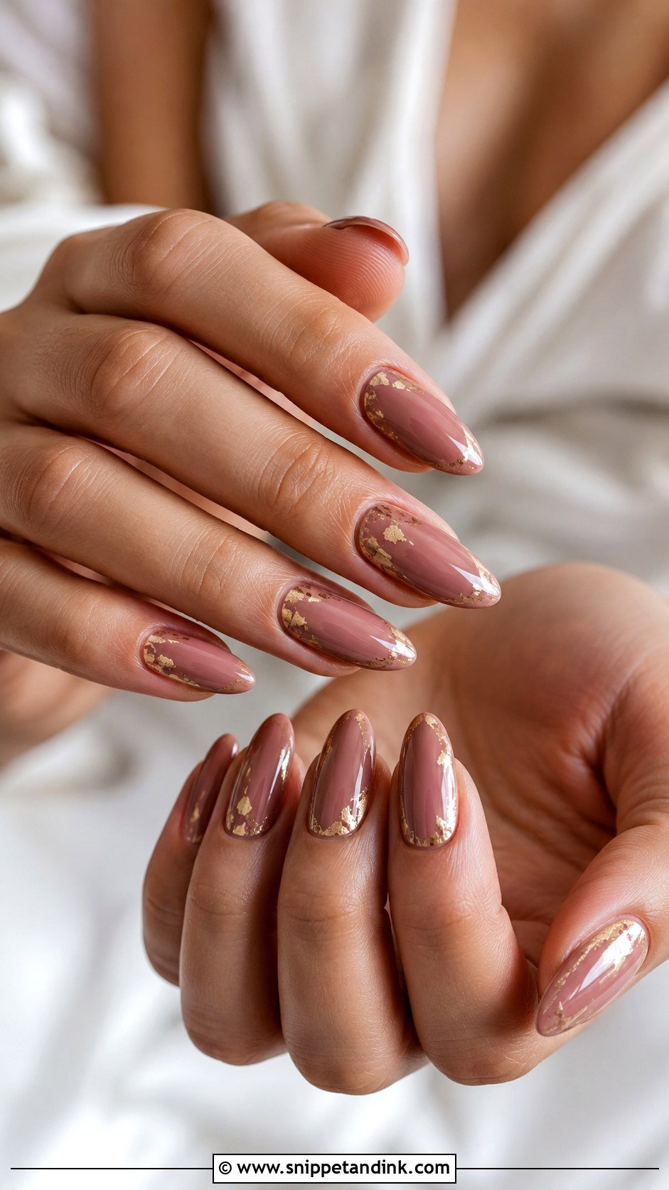 Dusty Rose Wedding Nails With Gold Foil - Snippet and Ink - 20 Dusty Rose Wedding Nails