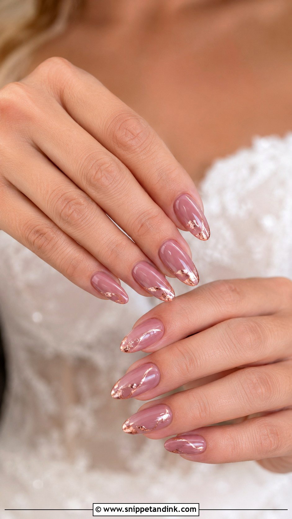 Dusty Rose Wedding Nails With Rose Gold Details - Snippet and Ink - 20 Dusty Rose Wedding Nails