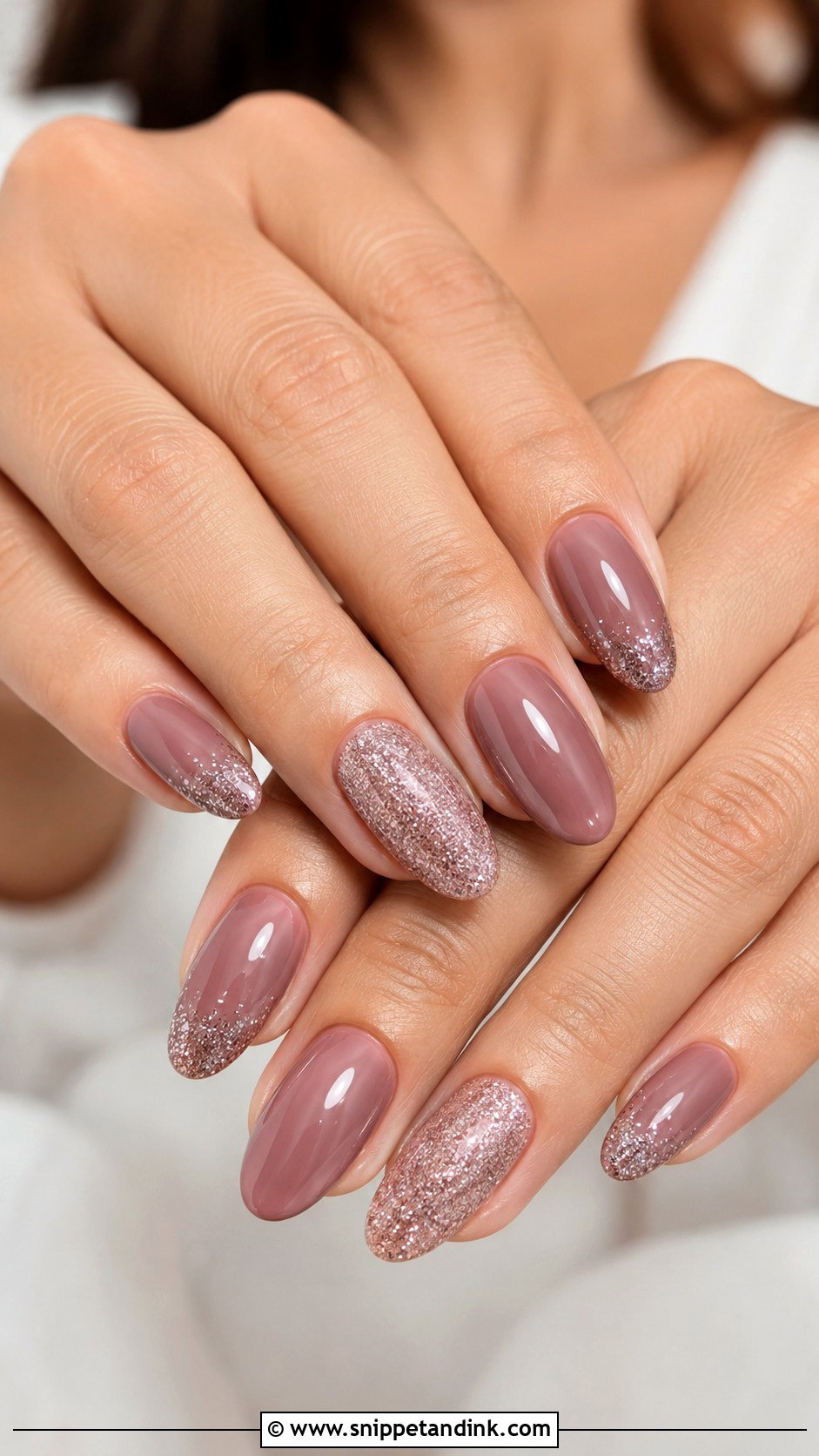Dusty Rose Wedding Nails With Silver Glitter - Snippet and Ink - 20 Dusty Rose Wedding Nails