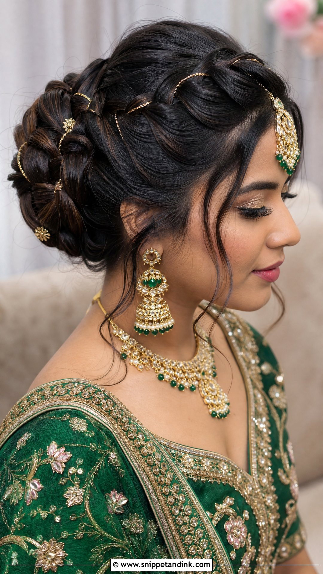 Dutch Braid Bridal Updo - Snippet and Ink - 20 Desi Bridal Hairstyles