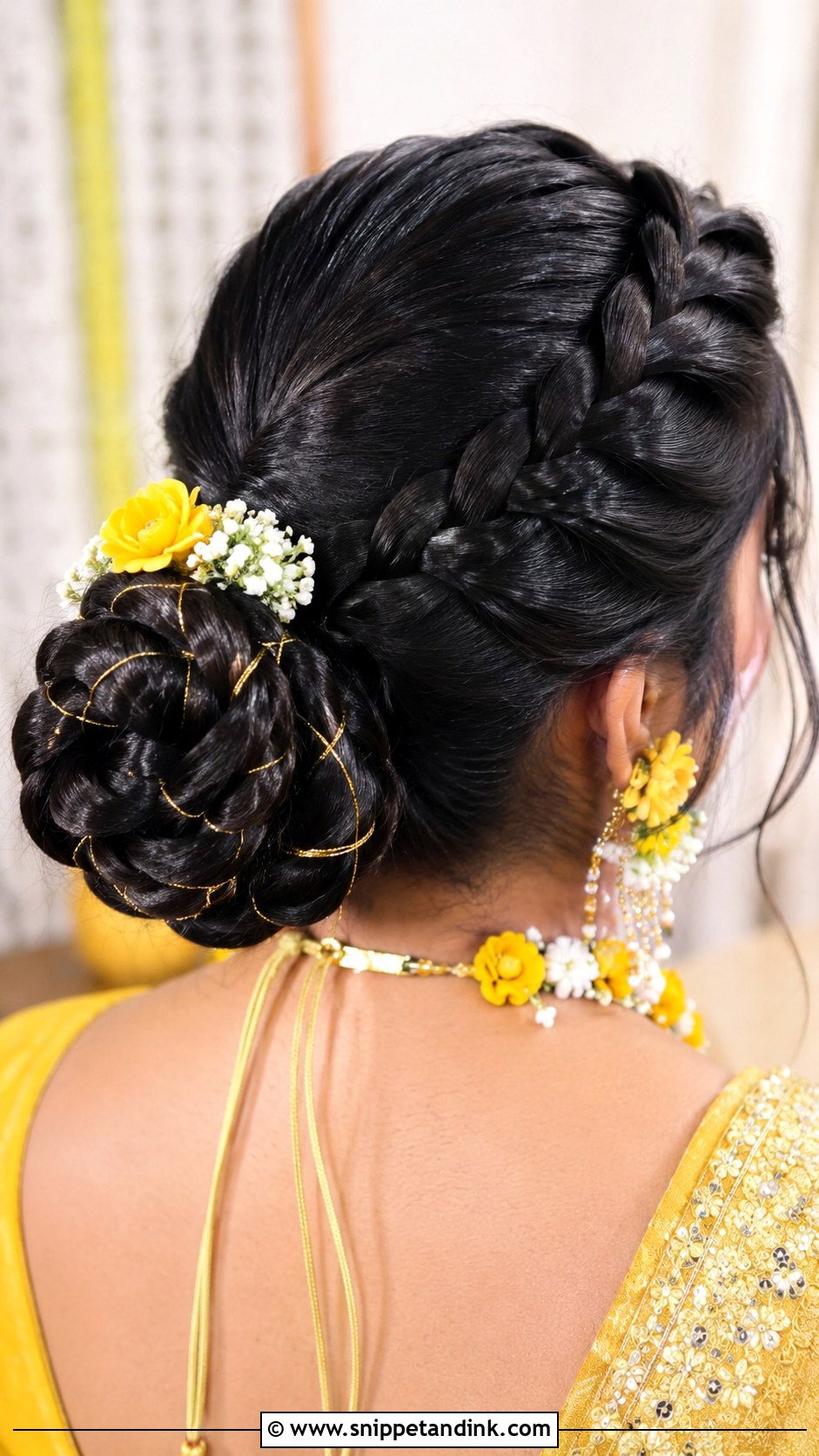 Dutch Braid Bun - Snippet and Ink - 25 Indian Weddings Bridal Hairstyles