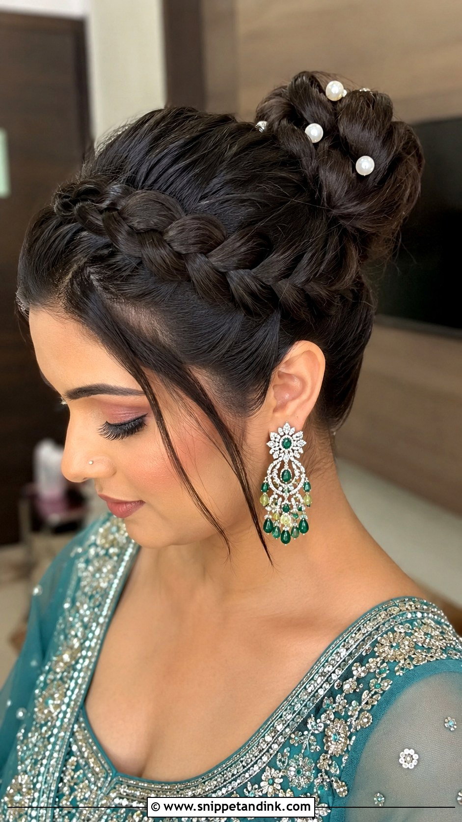Dutch Braid Bun Combination - Snippet and Ink - 20 Indian Wedding Hairstyles for Round Face