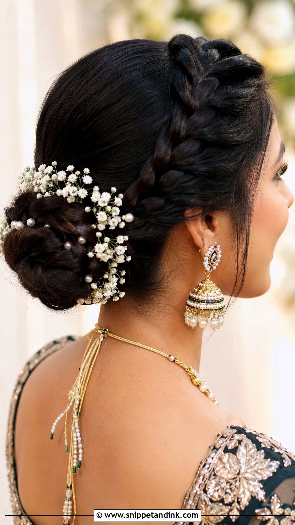 Dutch Braid Bun for Bridal Look - Snippet and Ink - 25 Traditional Indian Weddings Bridal Hairstyles