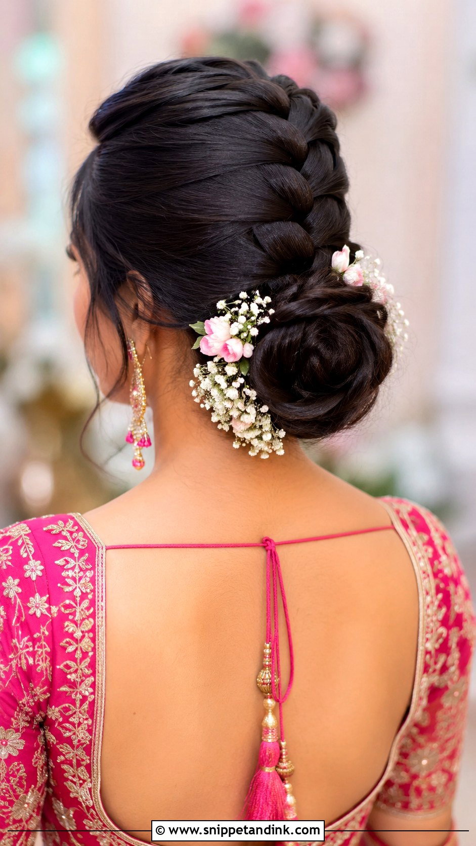 Dutch Braid Bun for Bride - Snippet and Ink - 30 Mehndi Hairstyles for Bride