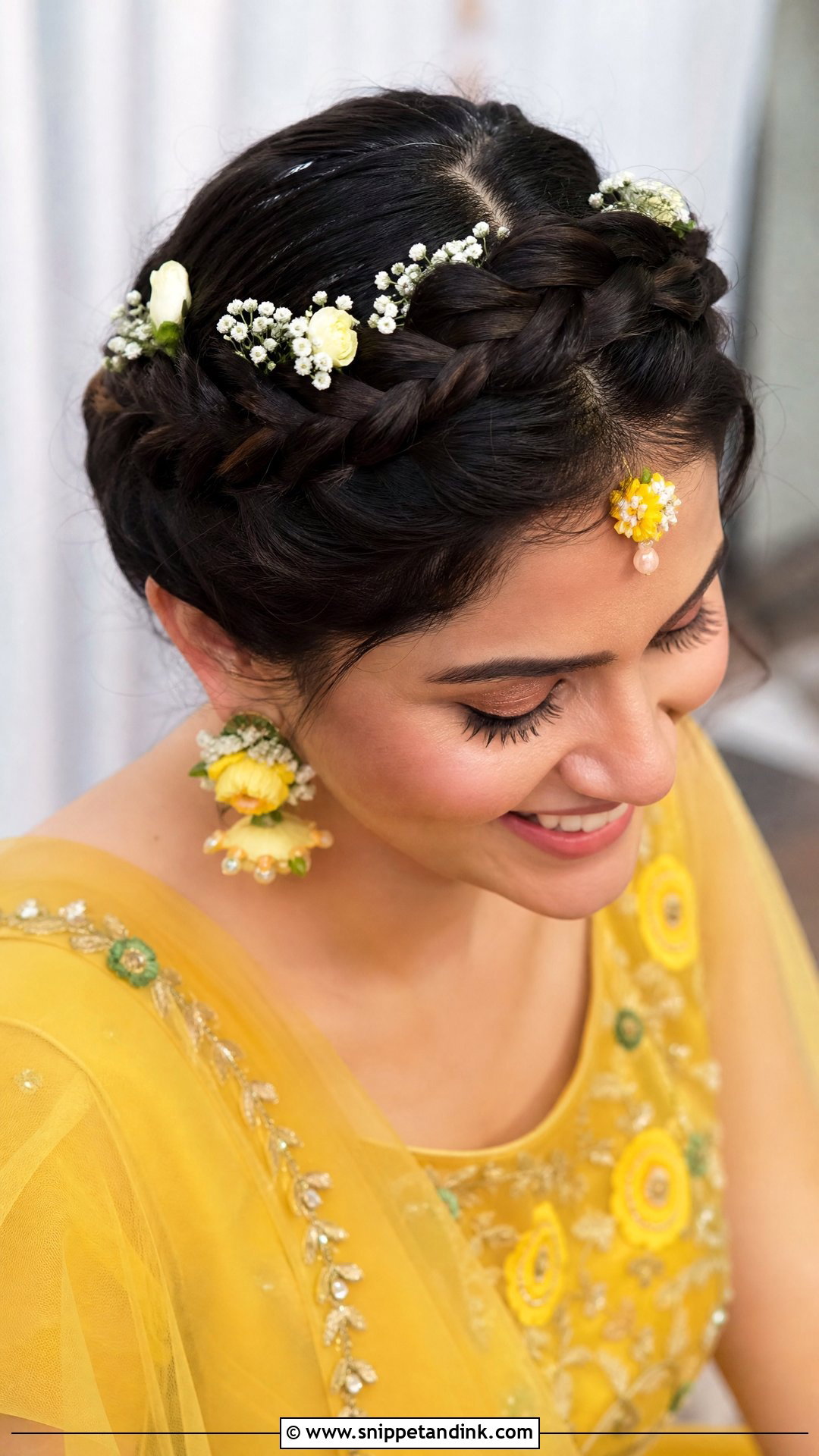 Dutch Braid Crown - Snippet and Ink - 20 Haldi Bridal Hairstyle Ideas