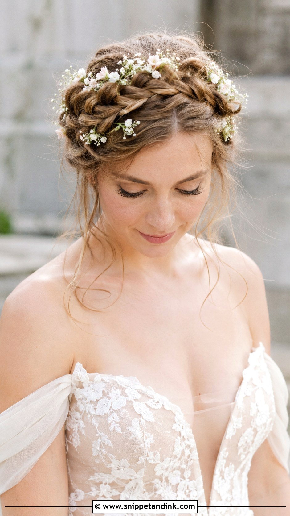 Dutch Braid Crown - Snippet and Ink - 25 Medium Length Wedding Hairstyles