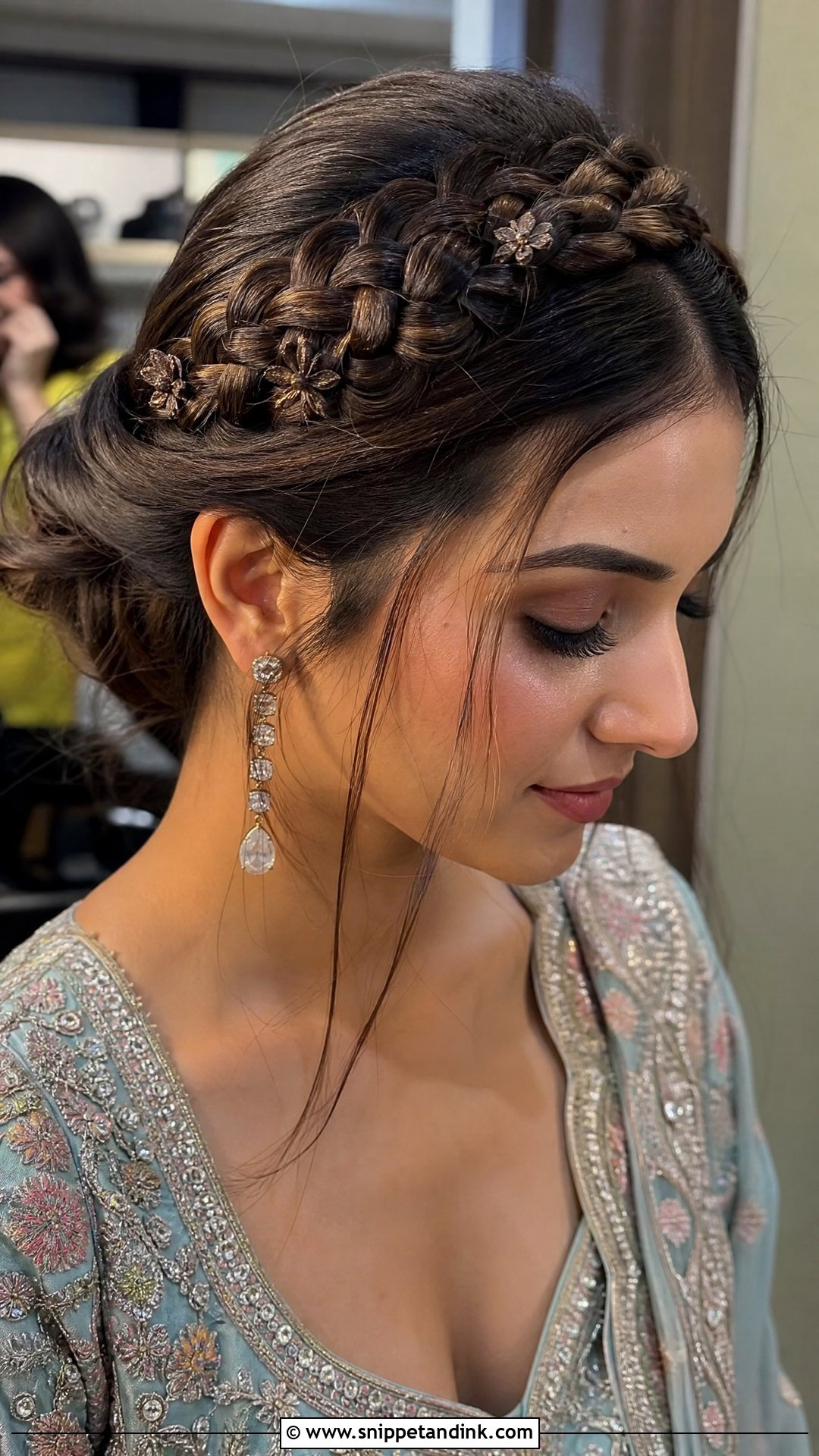 Dutch Braid Crown - Snippet and Ink - 20 Indian Hairstyles for Wedding Guest