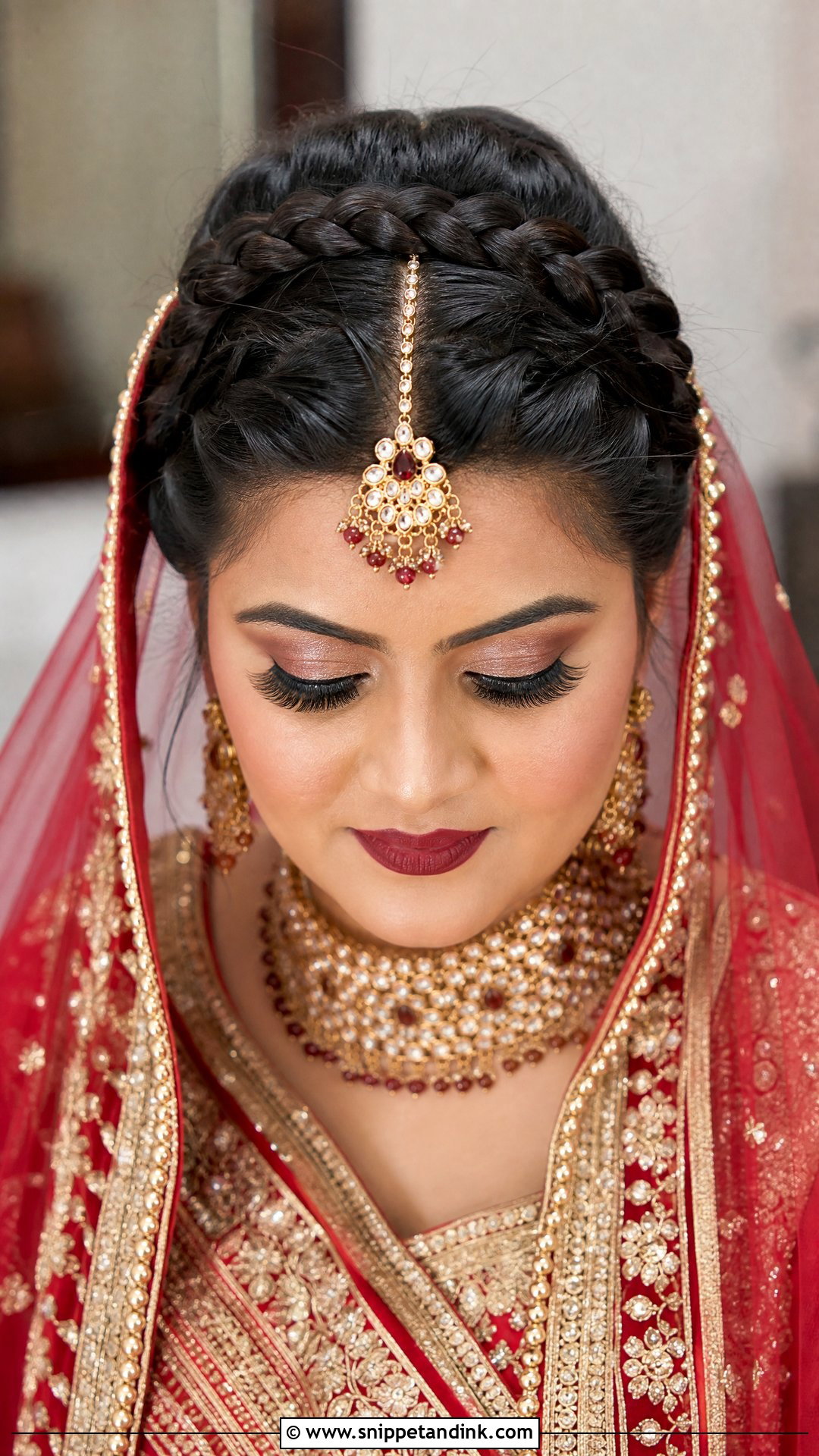 Dutch Braid Crown - Snippet and Ink - 20 Punjabi Bride Hairstyle Ideas