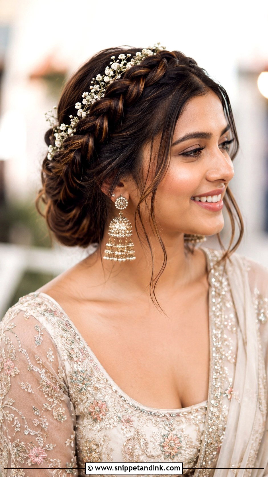 Dutch Braid Crown - Snippet and Ink - 25 Indian Wedding Guest Hairstyles