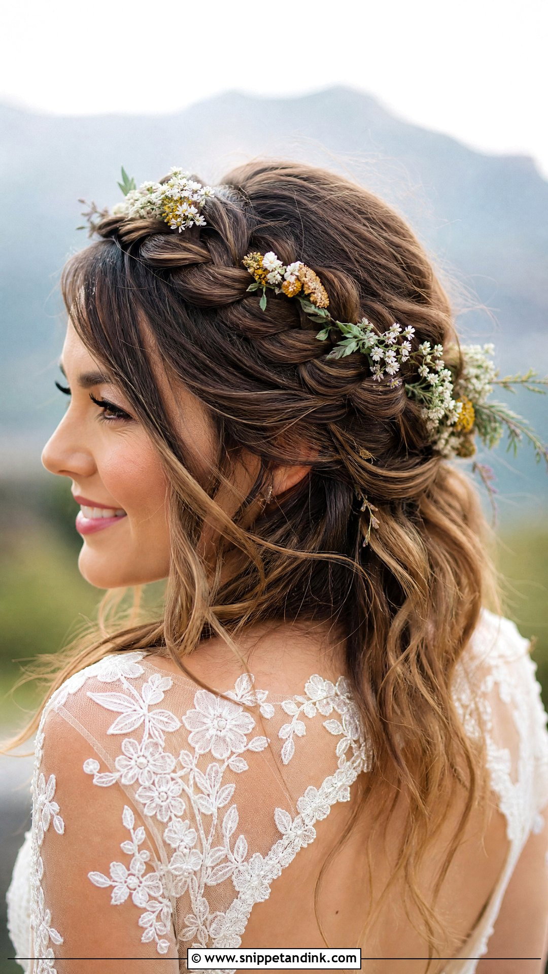 Dutch Braid Crown Wedding Hairstyle - Snippet and Ink - 20 Half-Up Half-Down Wedding Hair Braids
