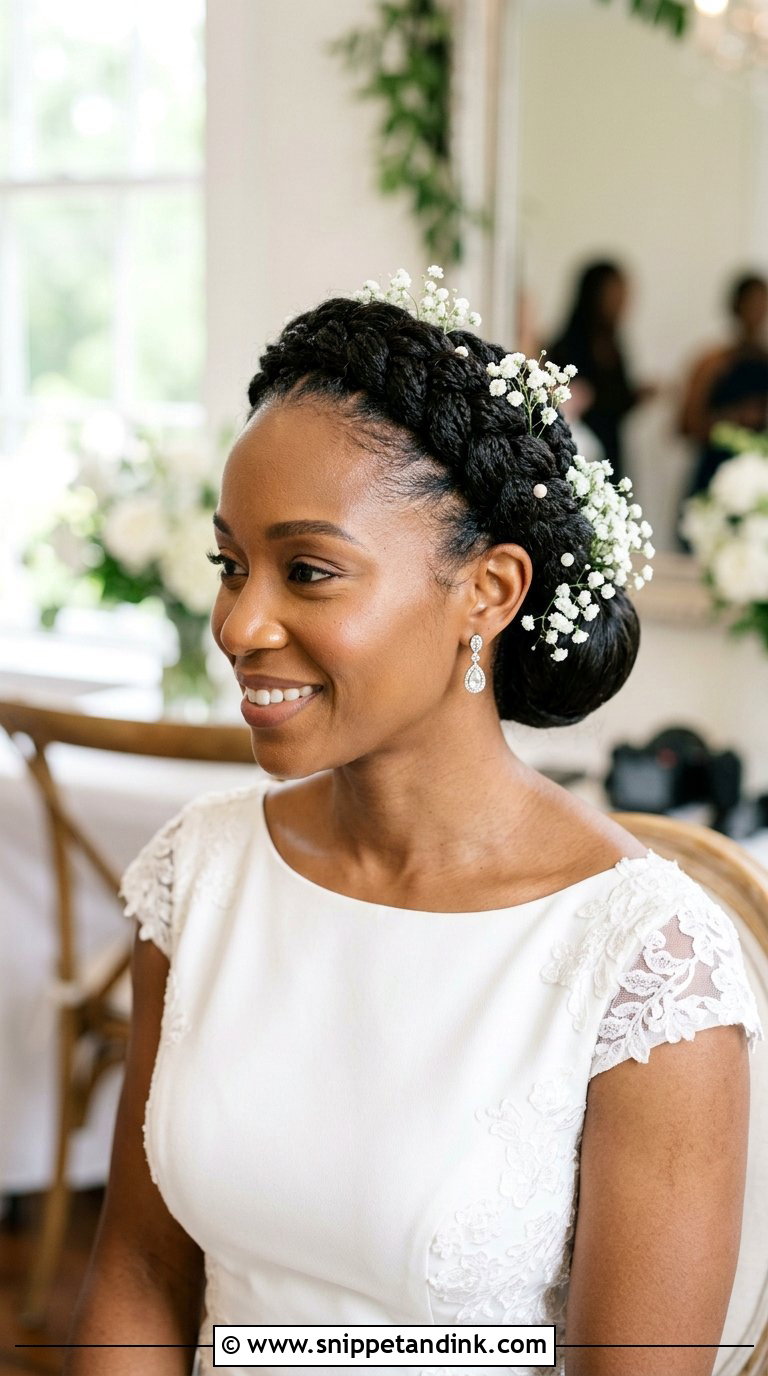 Dutch Braid Crown With Low Bun - Snippet and Ink - 20 Braids for Wedding Hair Black Women