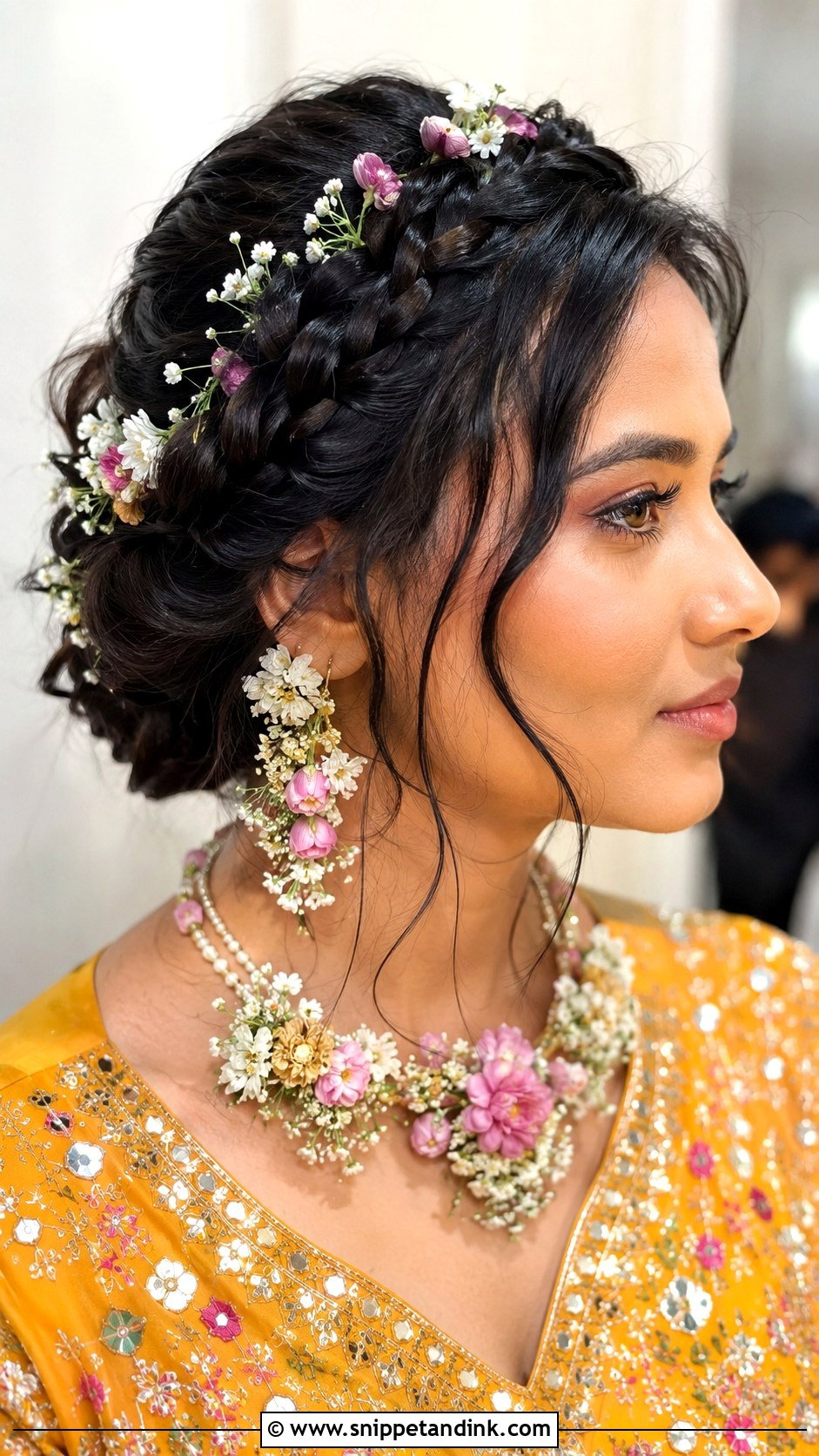 Dutch Braid Crown for Mehndi - Snippet and Ink - 25 Hairstyles for Marriage Function