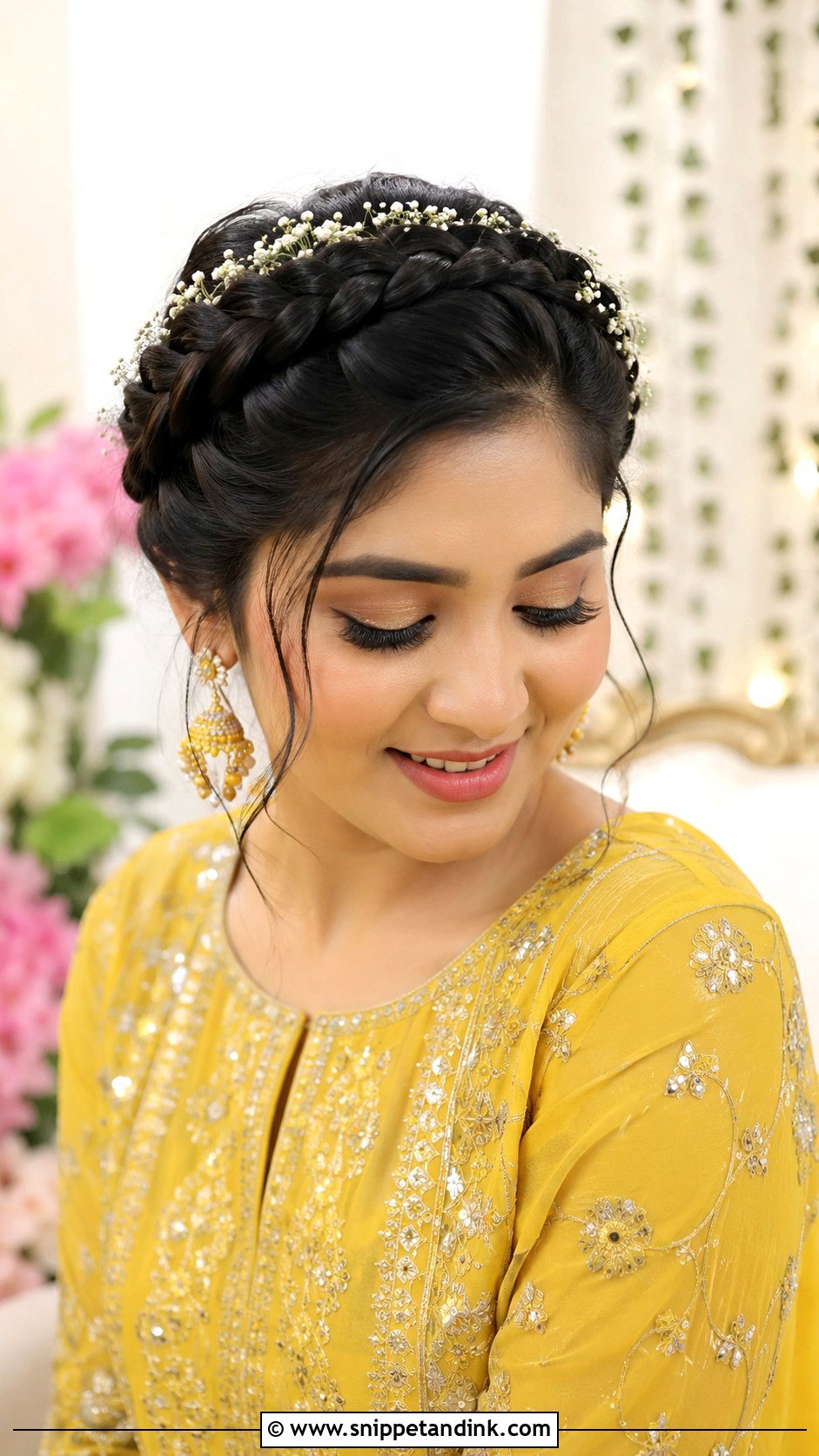 Dutch Braid Crown for Mehndi - Snippet and Ink - 25 Dholki Hairstyles