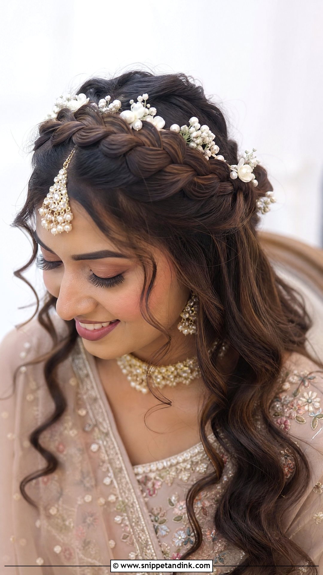 Dutch Braid Crown - Snippet and Ink - 20 Desi Wedding Hairstyles for Long Hair