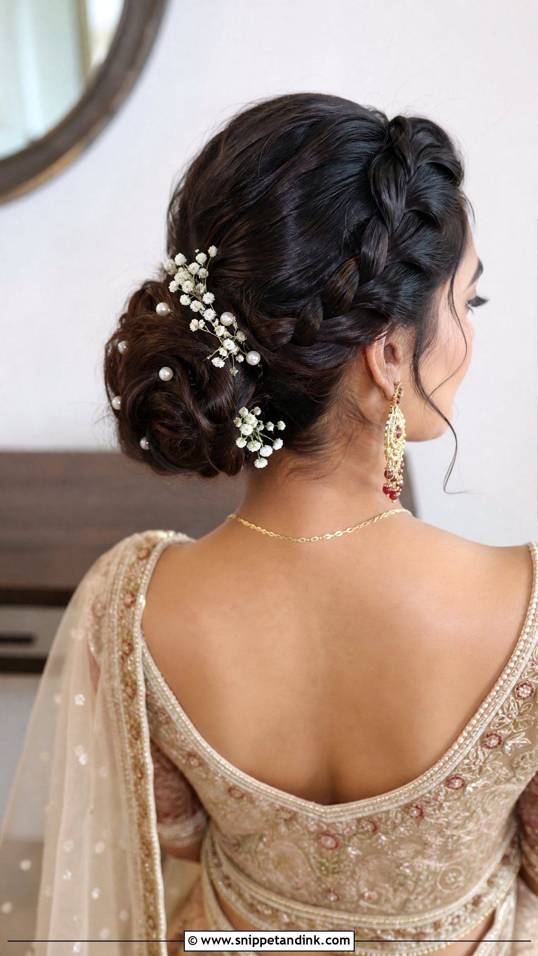 Dutch Braid Into Bun - Snippet and Ink - 20 Sangeet Bridal Hairstyles