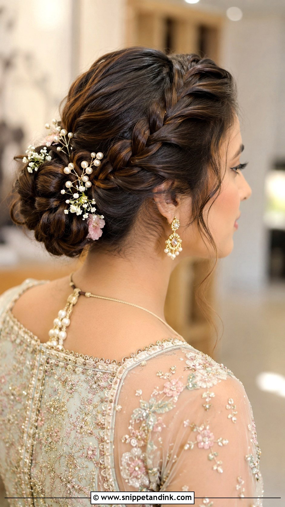 Dutch Braid Into Bun - Snippet and Ink - 30 Sangeet Hairstyles for Bride