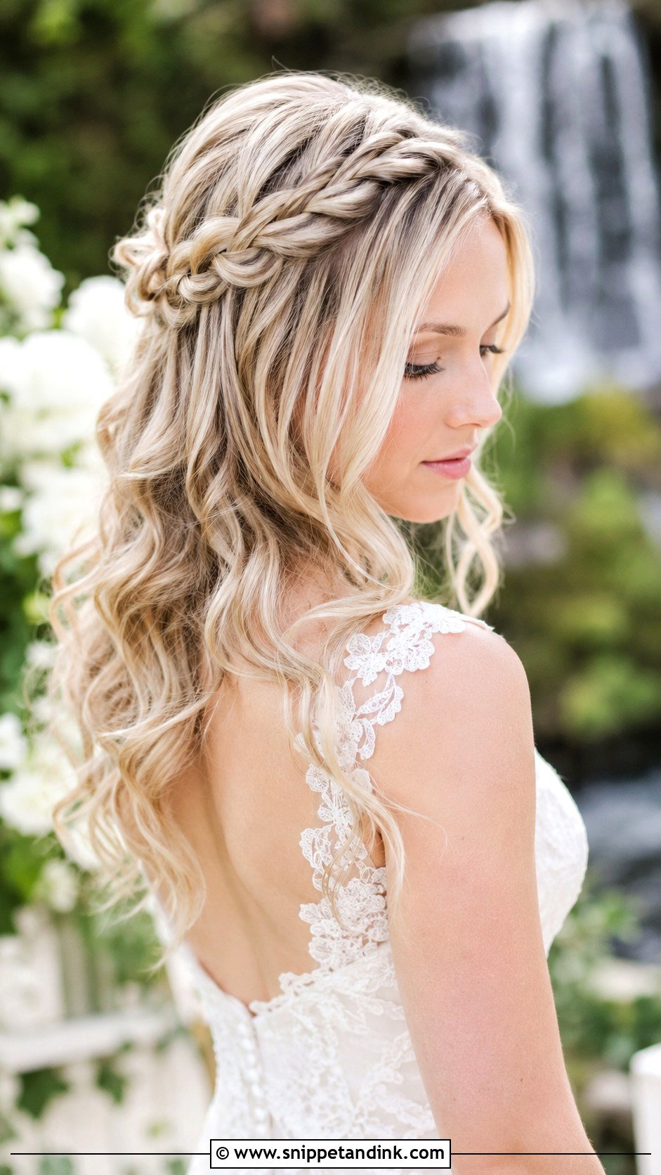 Dutch Braid Into Loose Curls - Snippet and Ink - 20 Wedding Hair Down with Braid Ideas