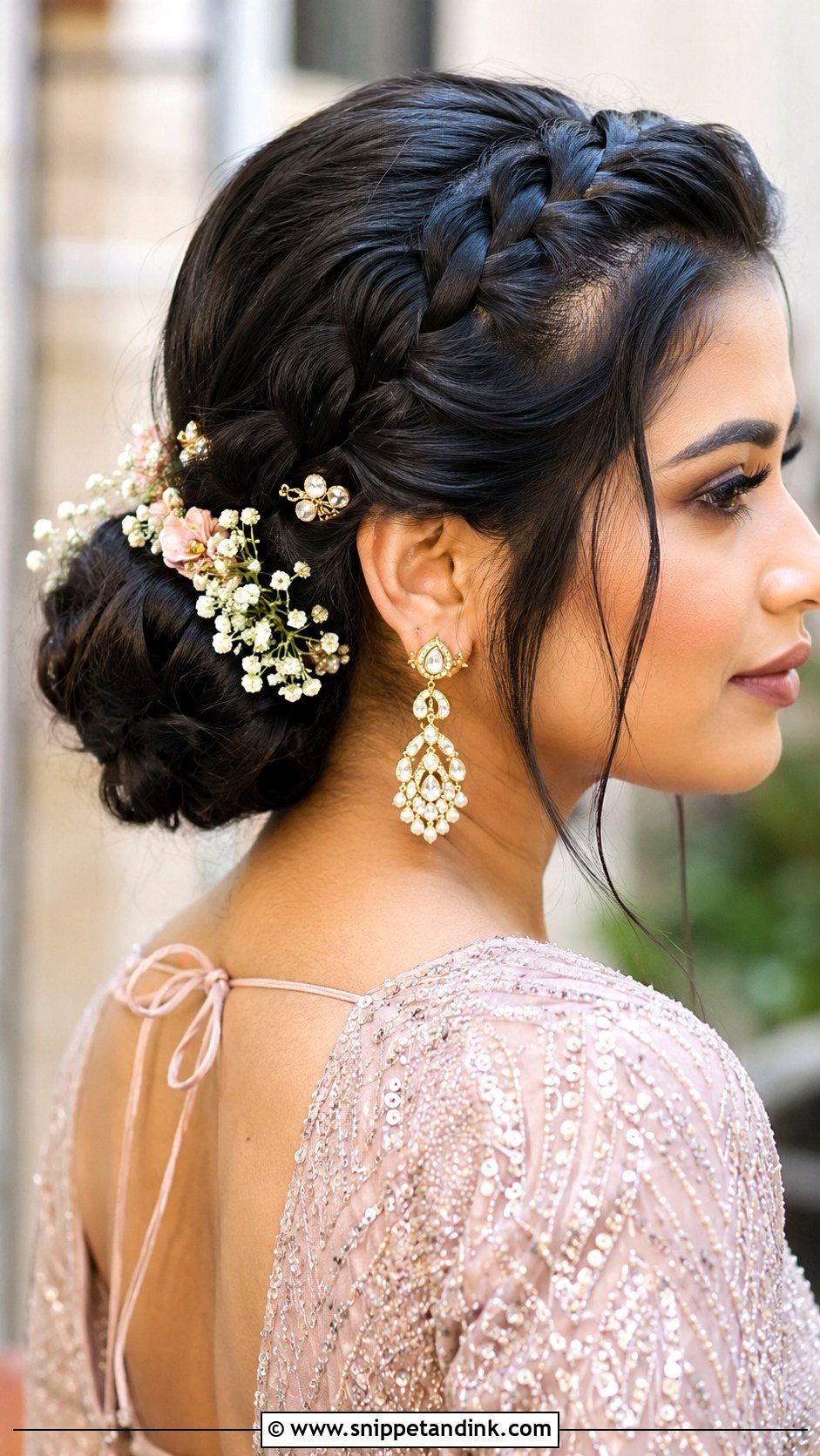Dutch Braid Into Low Bun - Snippet and Ink - 25 Mehndi Hairstyles for Bride Sister