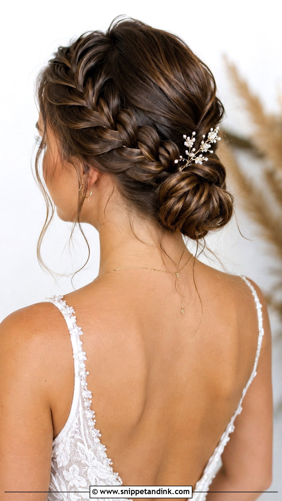 Dutch Braid Into Low Bun - Snippet and Ink - 20 Beach Wedding Hairstyles for Long Hair