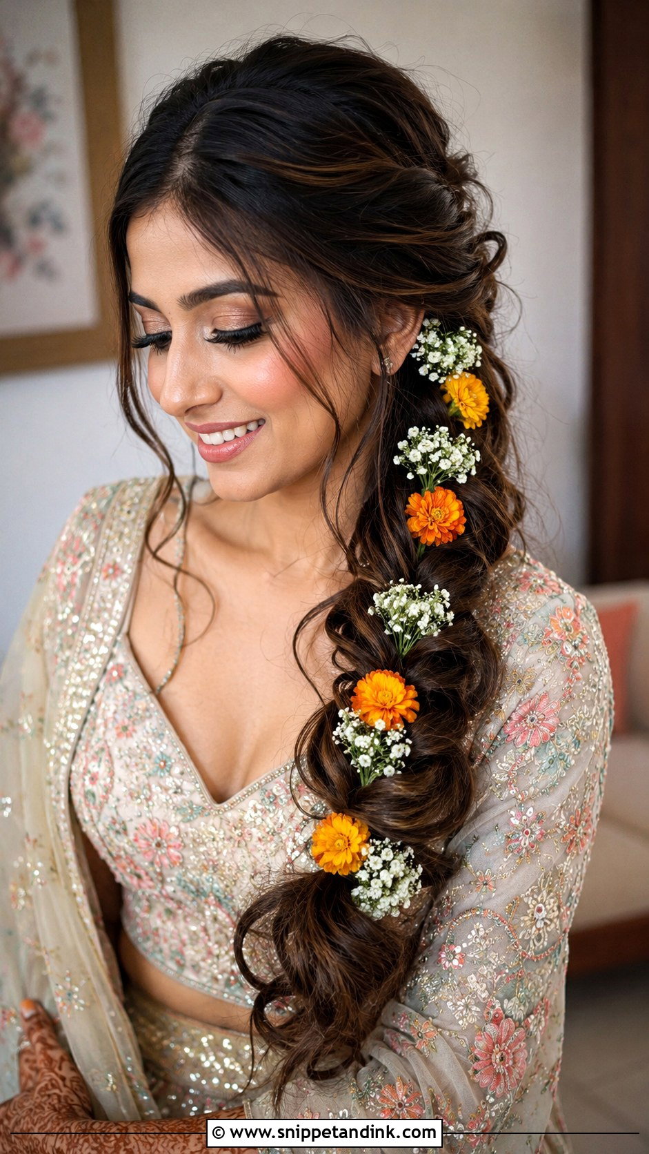 Dutch Braid Into a Bun - Snippet and Ink - 20 Mehendi Bride Hairstyle Ideas