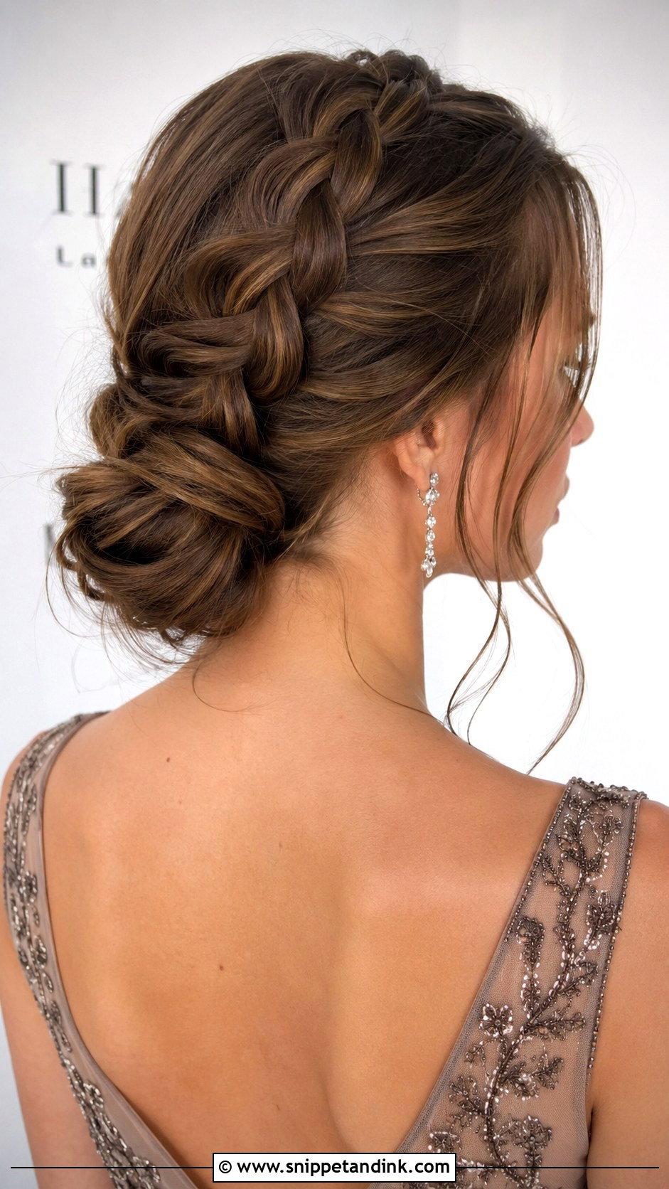 Dutch Braid Into a Low Bun - Snippet and Ink - 20 Wedding Guest Braid Hairstyles