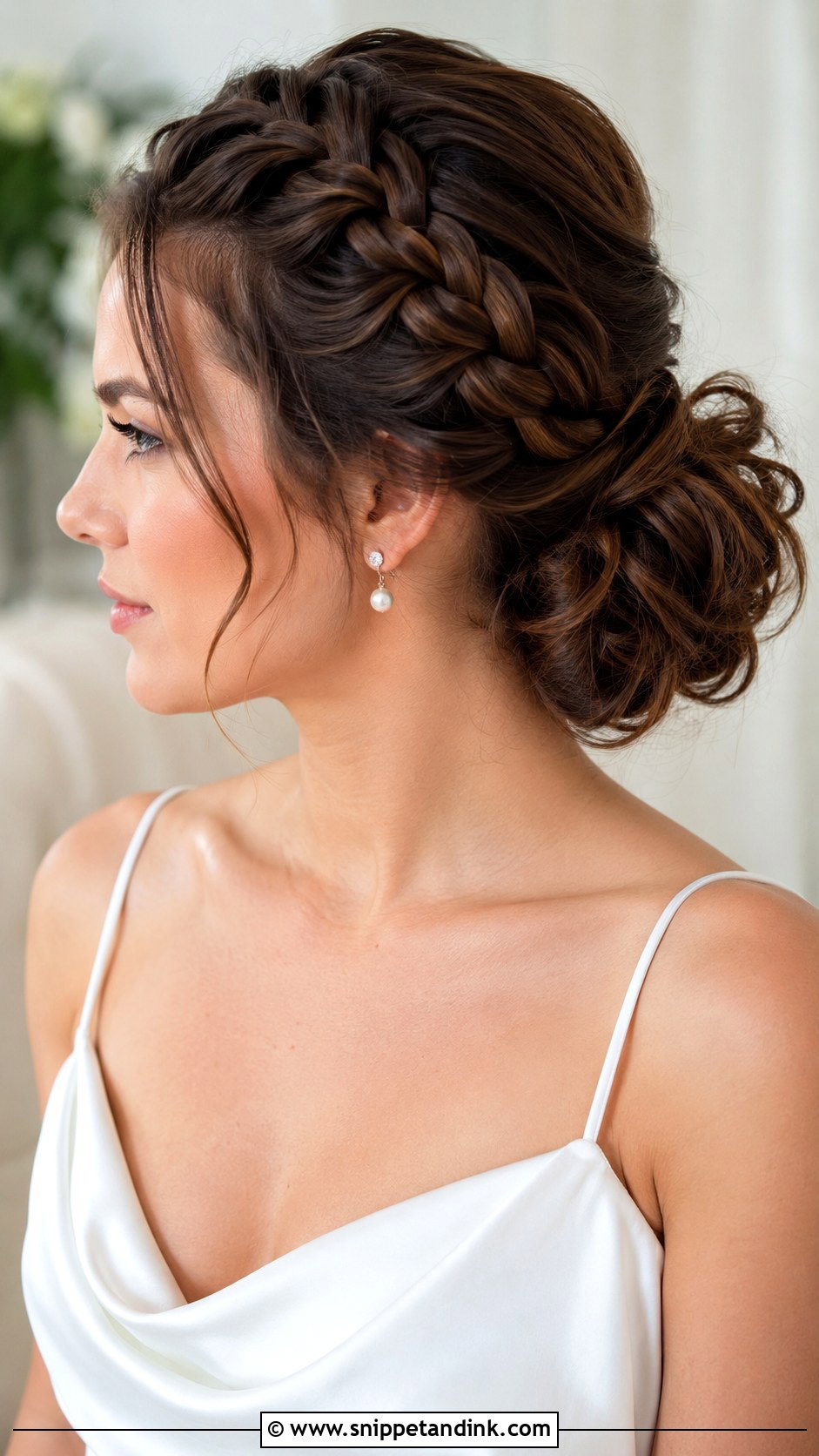 Dutch Braid Low Bun Wedding Hair - Snippet and Ink - 15 Low Bun with Braid Wedding Hair Ideas