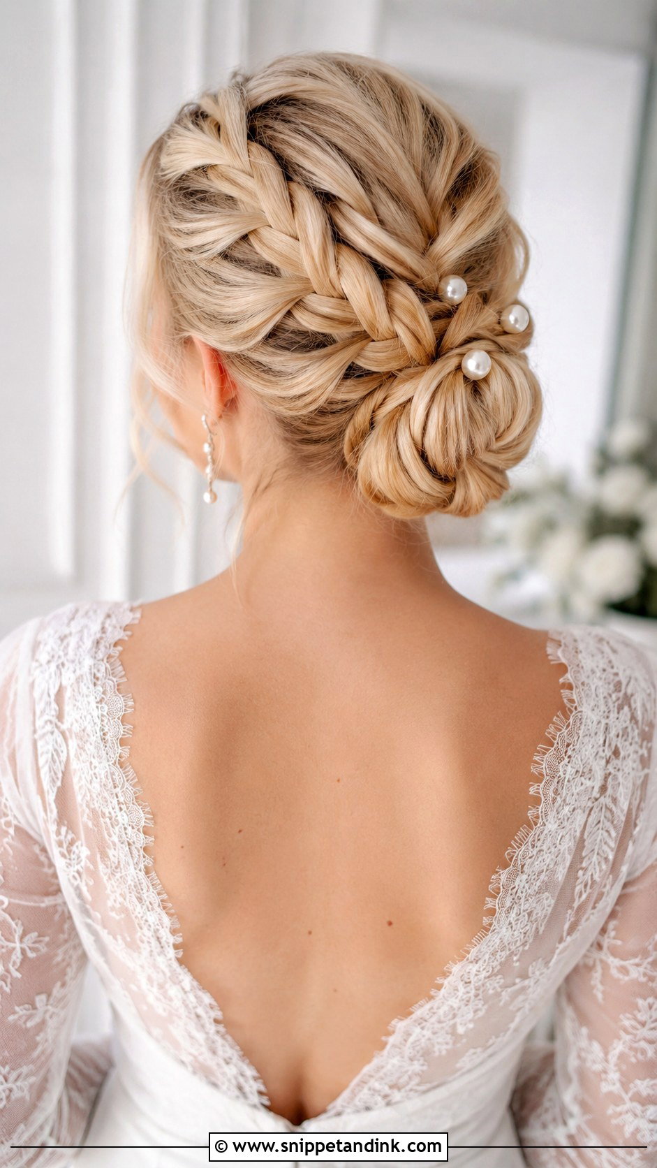 Dutch Braid Low Bun for Brides - Snippet and Ink - 20 How to Duch Bride Hair Ideas