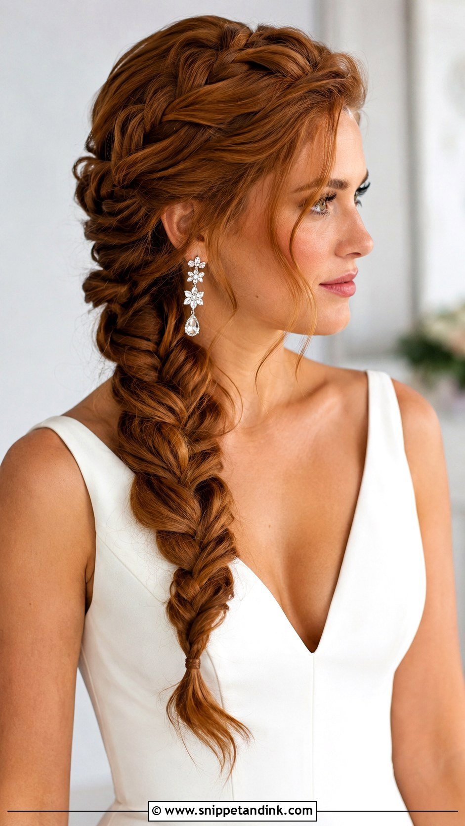 Dutch Braid Over One Shoulder - Snippet and Ink - 20 Bridal Side Braid Ideas