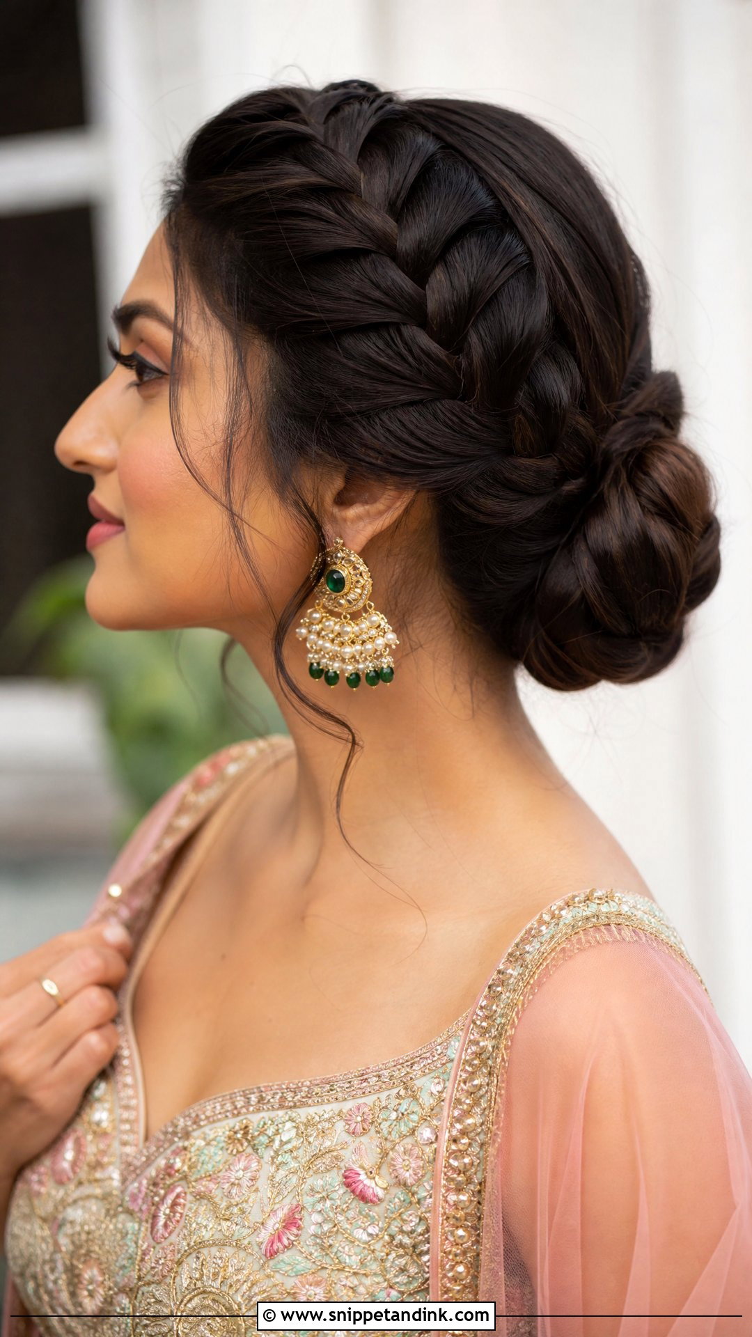 Dutch Braid Updo - Snippet and Ink - 20 Indian Hairstyle for Wedding Guest Ideas