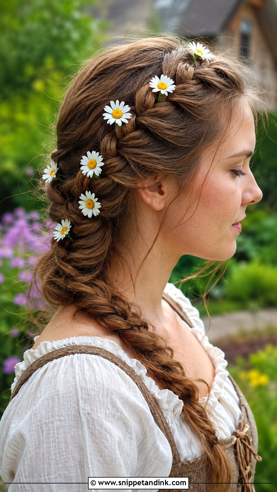 Dutch Braid With Daisies - Snippet and Ink - 25 Bridal Hair with Flowers