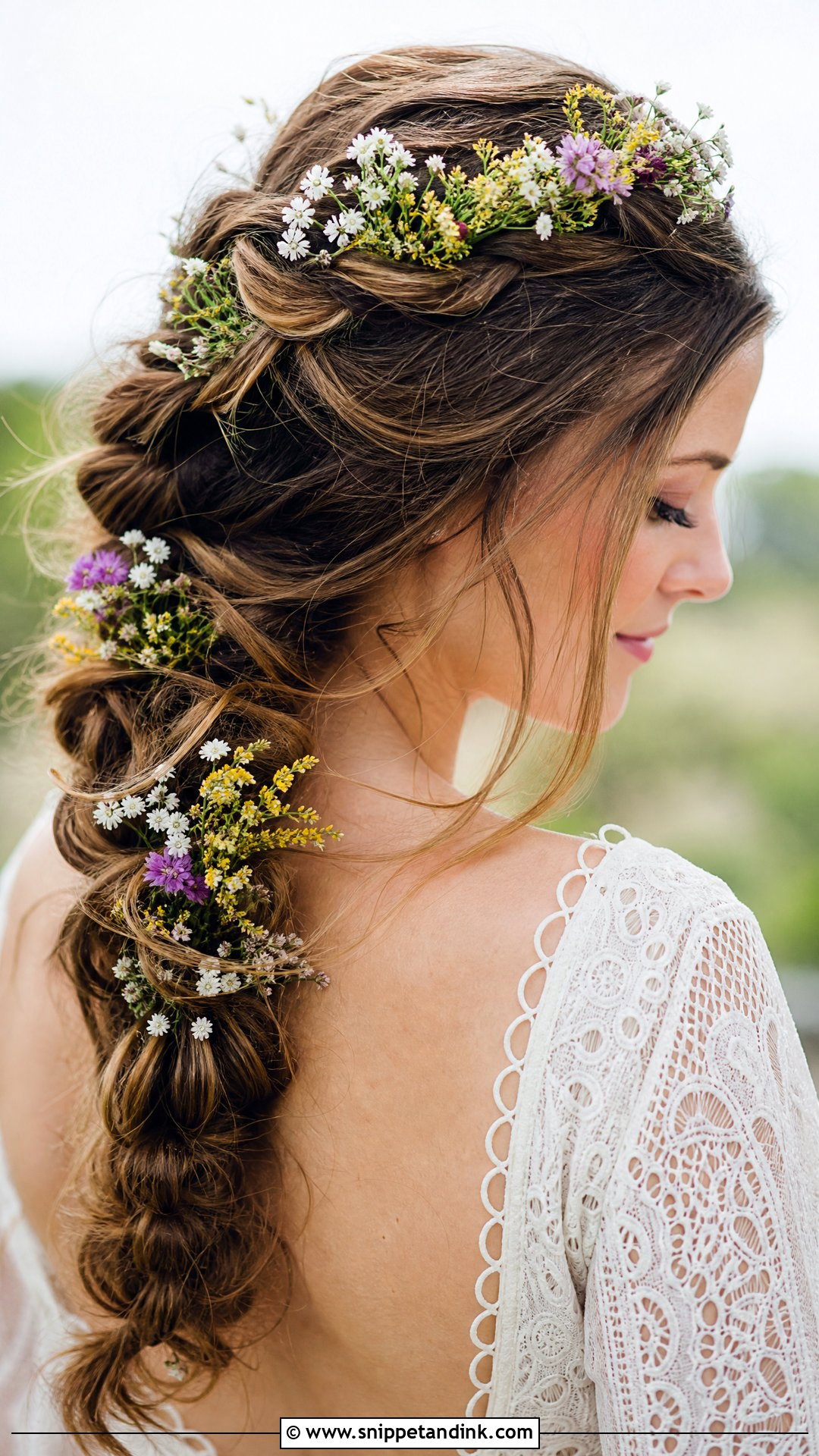 Dutch Braid With Flower Crown - Snippet and Ink - 20 Wedding Hairstyles with Flower Crown