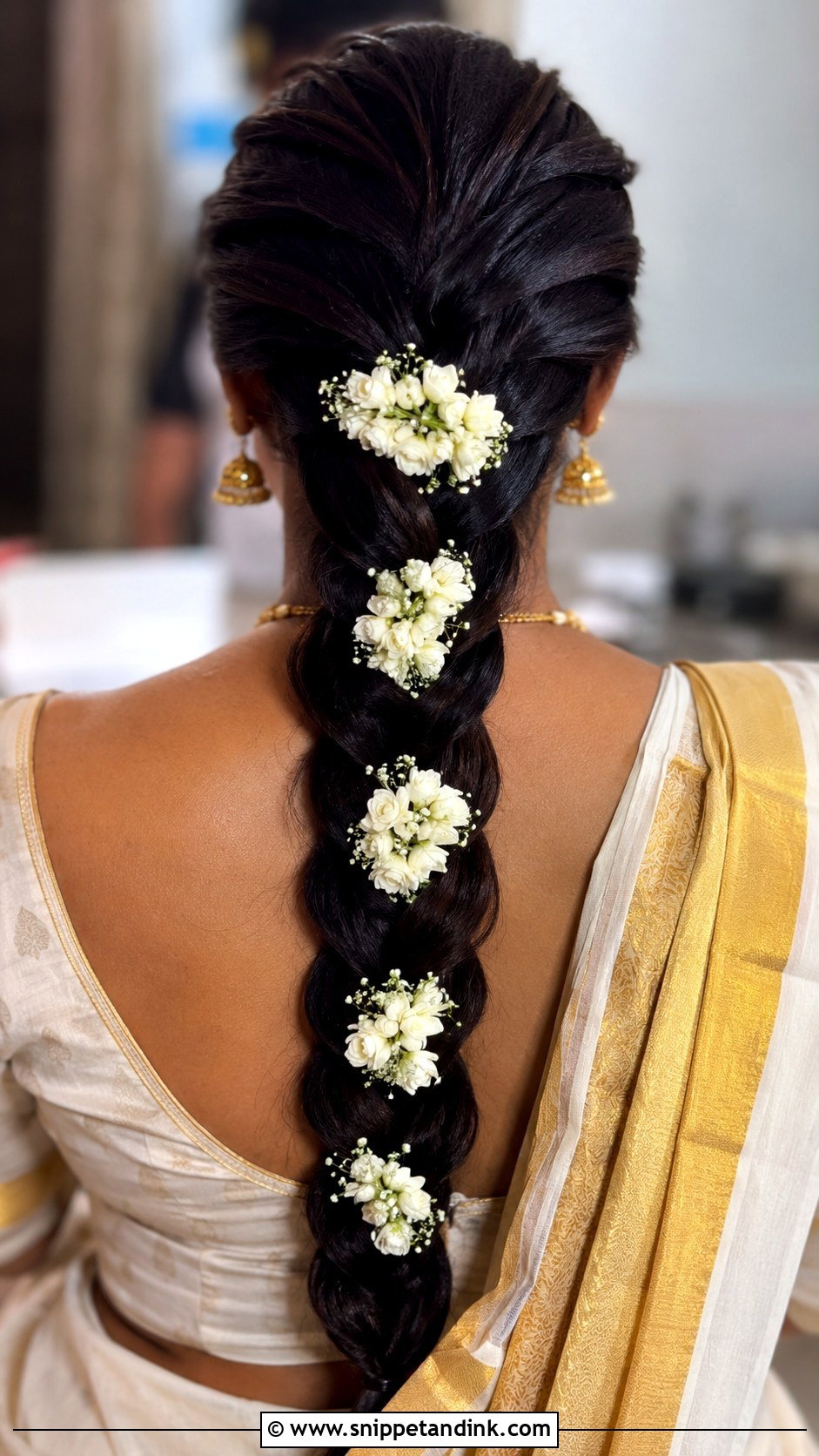 Dutch Braid With Jasmine - Snippet and Ink - 25 Kerala Wedding Hairstyle Ideas