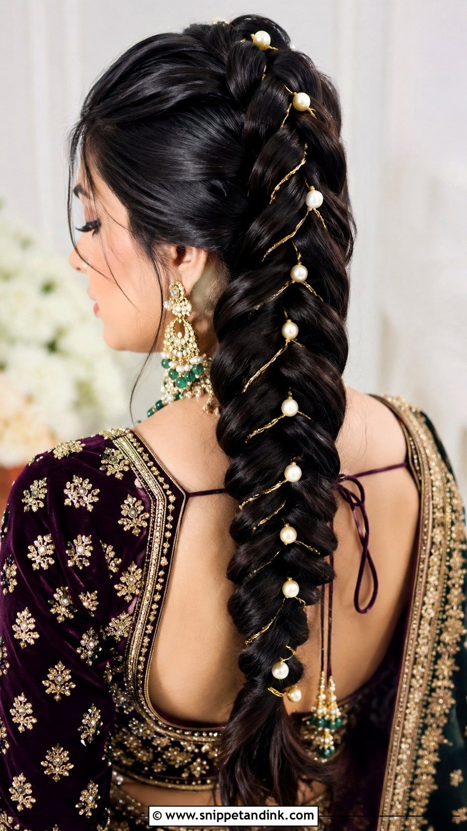 Dutch Braid With Pearls - Snippet and Ink - 30 Indian Hairstyle for Wedding Ideas
